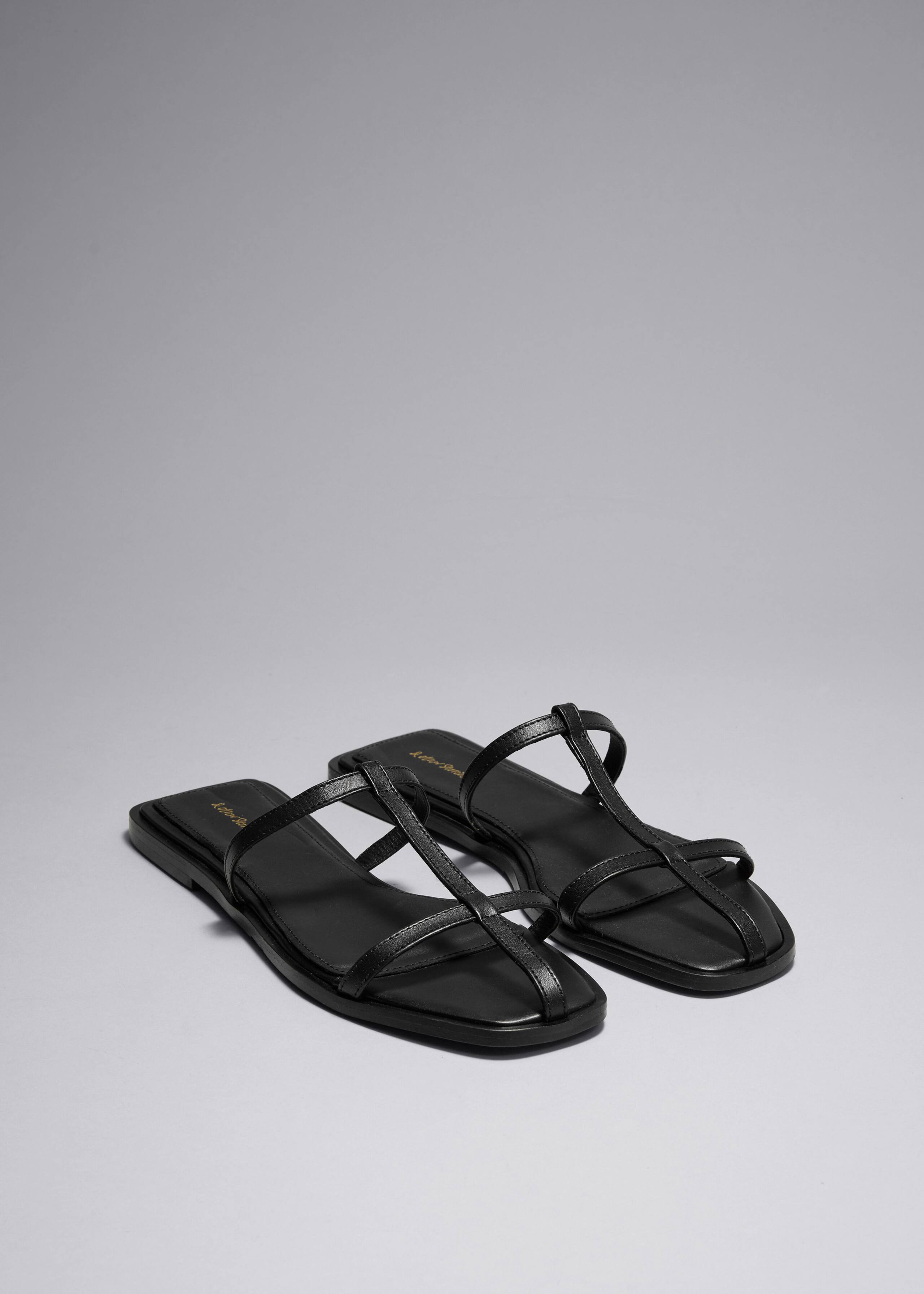 Leather Strap Sandals - Black - Still Life