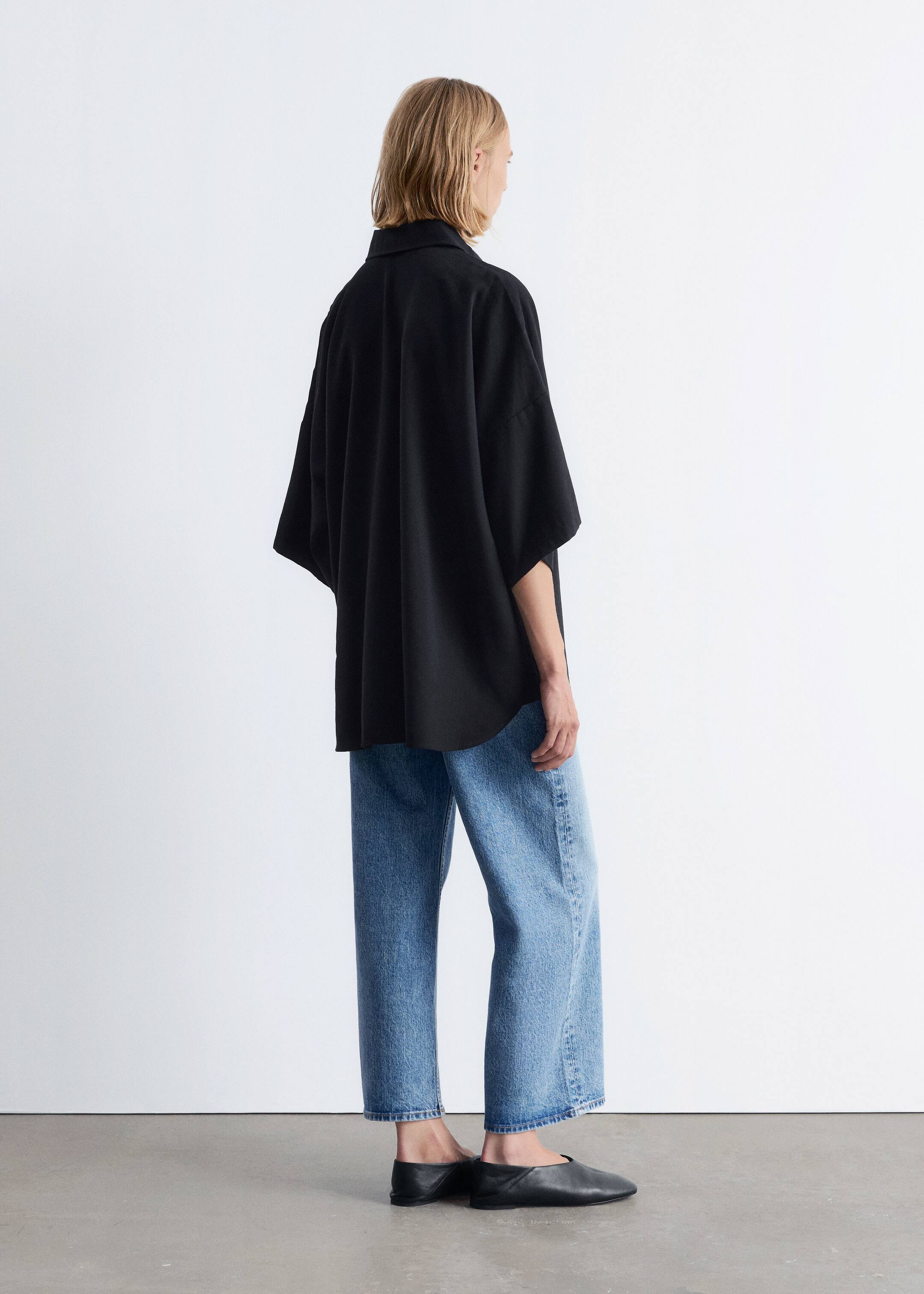 Ver imagem maior: Camisa oversized de mangas três quartos - Preto - SENHORA | H&M PT 4
