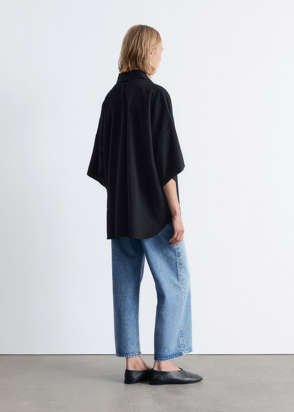 Image of Oversized Quarter-Sleeve Shirt