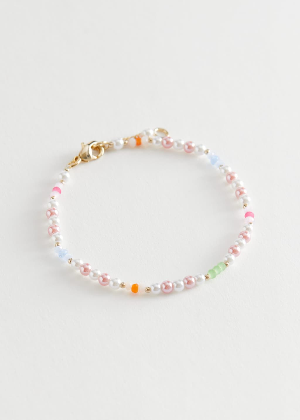Glass Bead Bracelet - White/Pink - Still Life