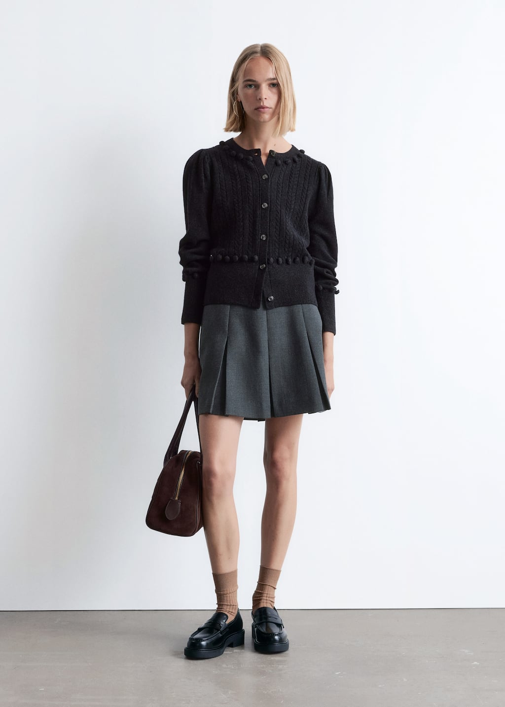 Image of Cable-Knit Wool Cardigan