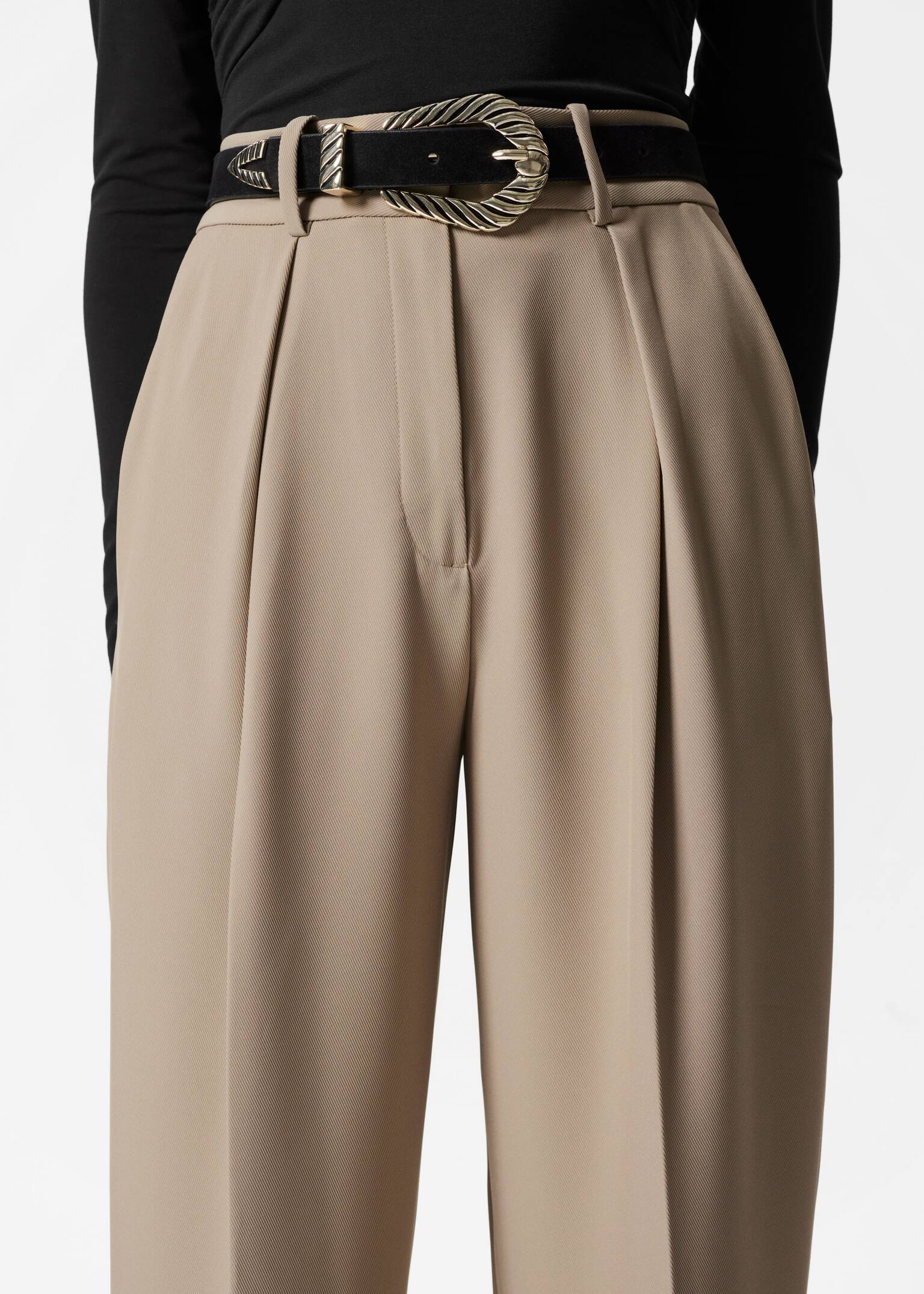 Tailored Tapered Trousers - Beige/Black/Grey - 4