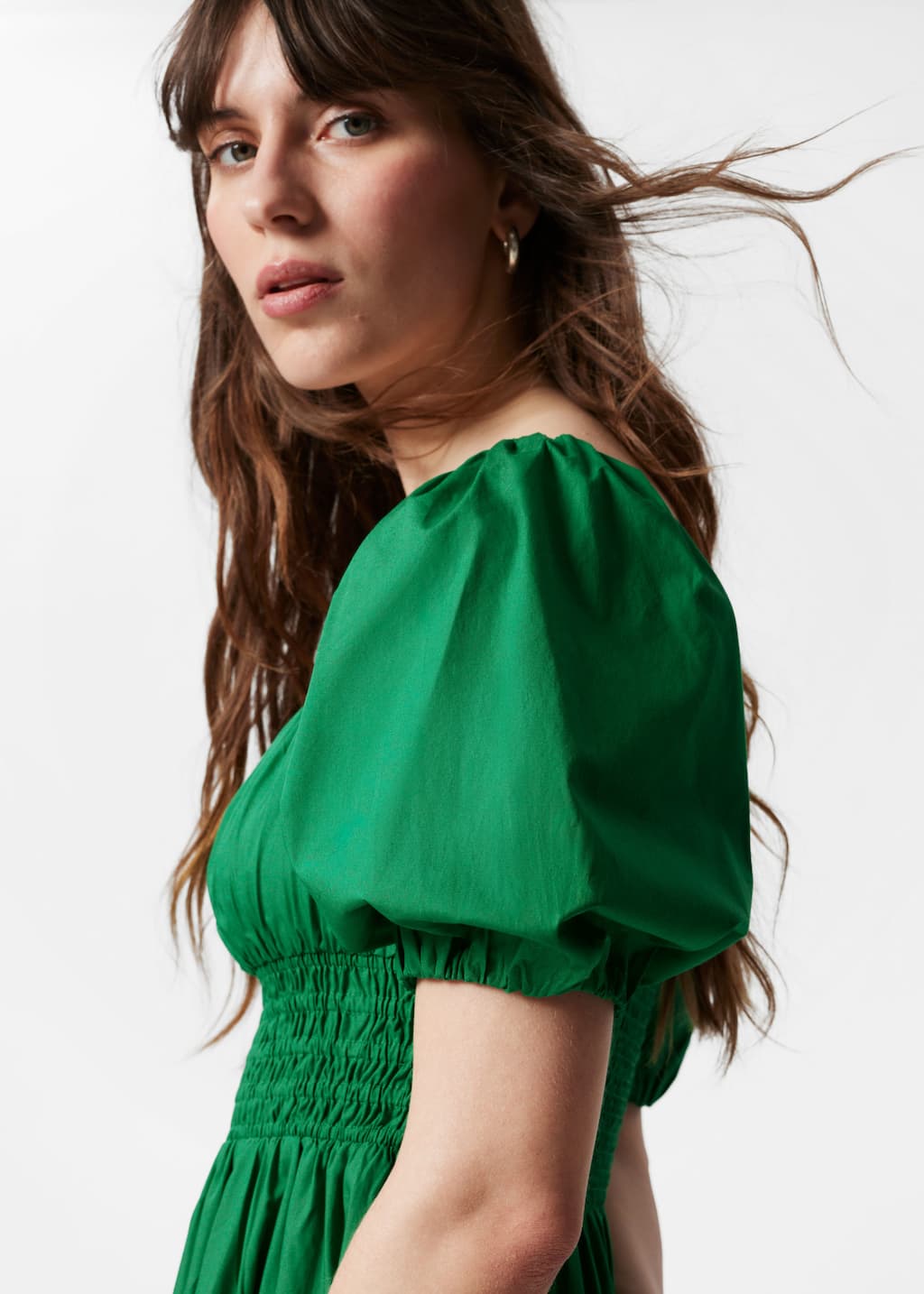 Image of Puff-Sleeve Midi Dress