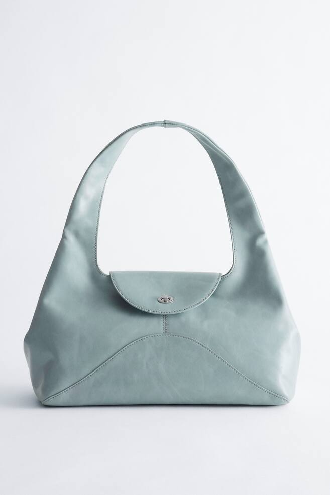 Sac porté épaule incurvé - Bleu clair/Marron foncé - 1