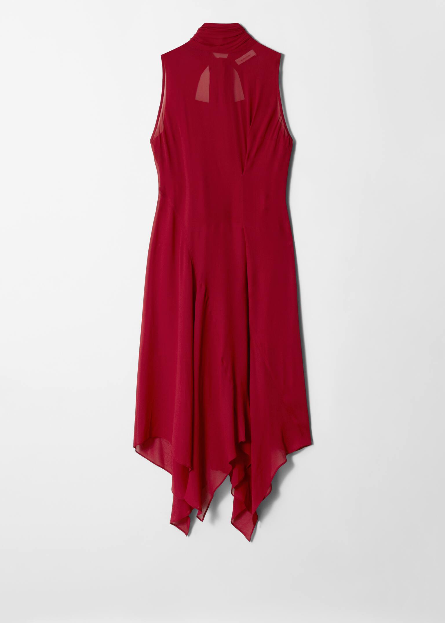 Vestido midi con detalle de bufanda - Rojo oscuro