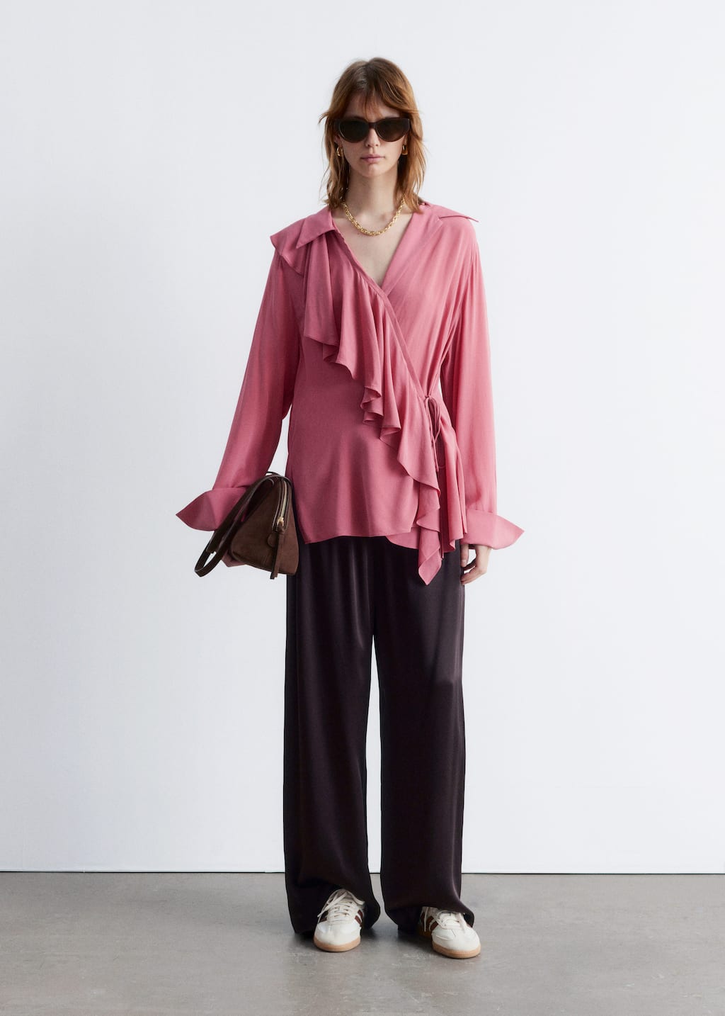 Image of Ruffle Wrap Blouse