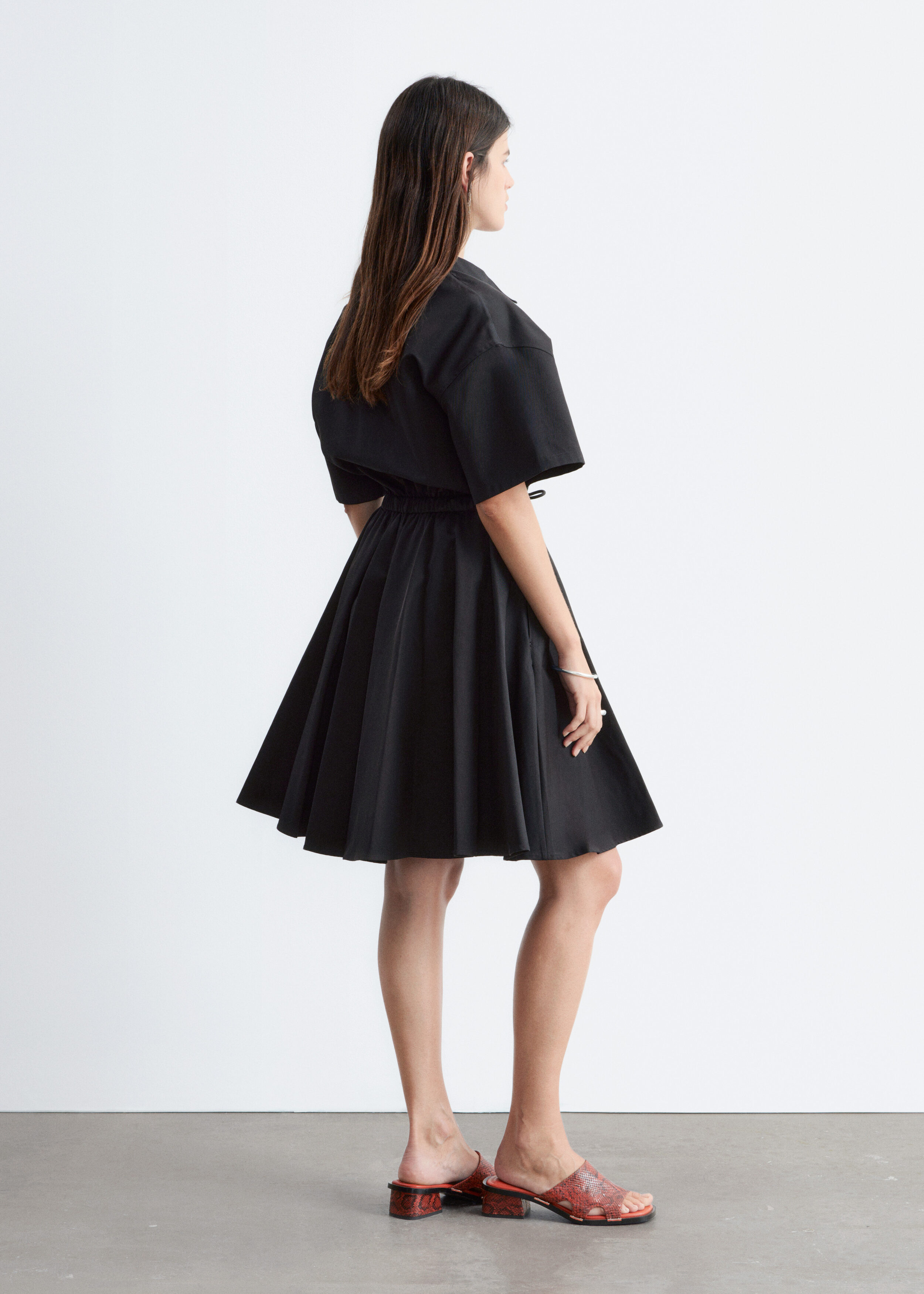 Flared Drawcord Mini Dress - Black - & Other Stories GB