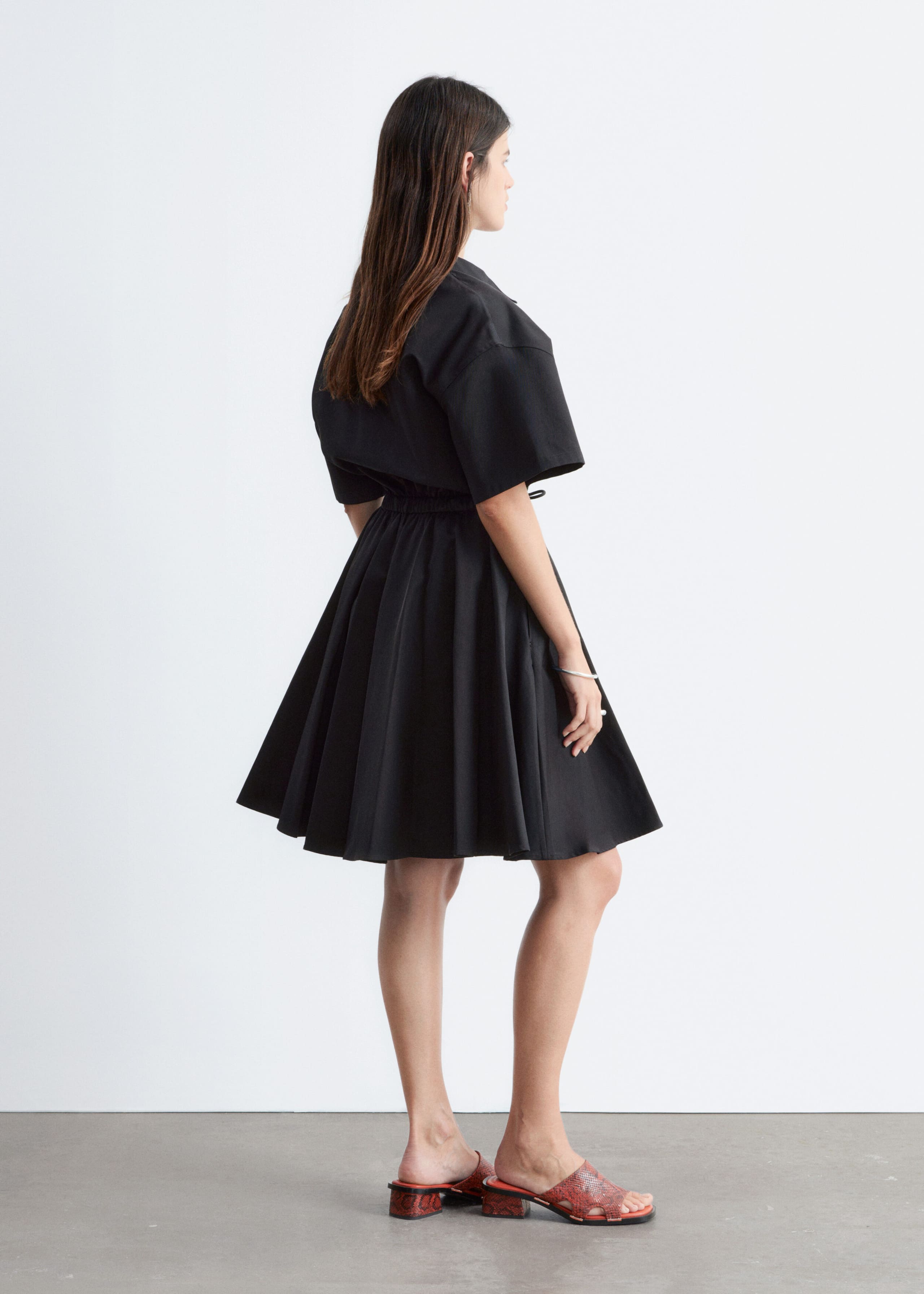 Image of Flared Drawcord Mini Dress