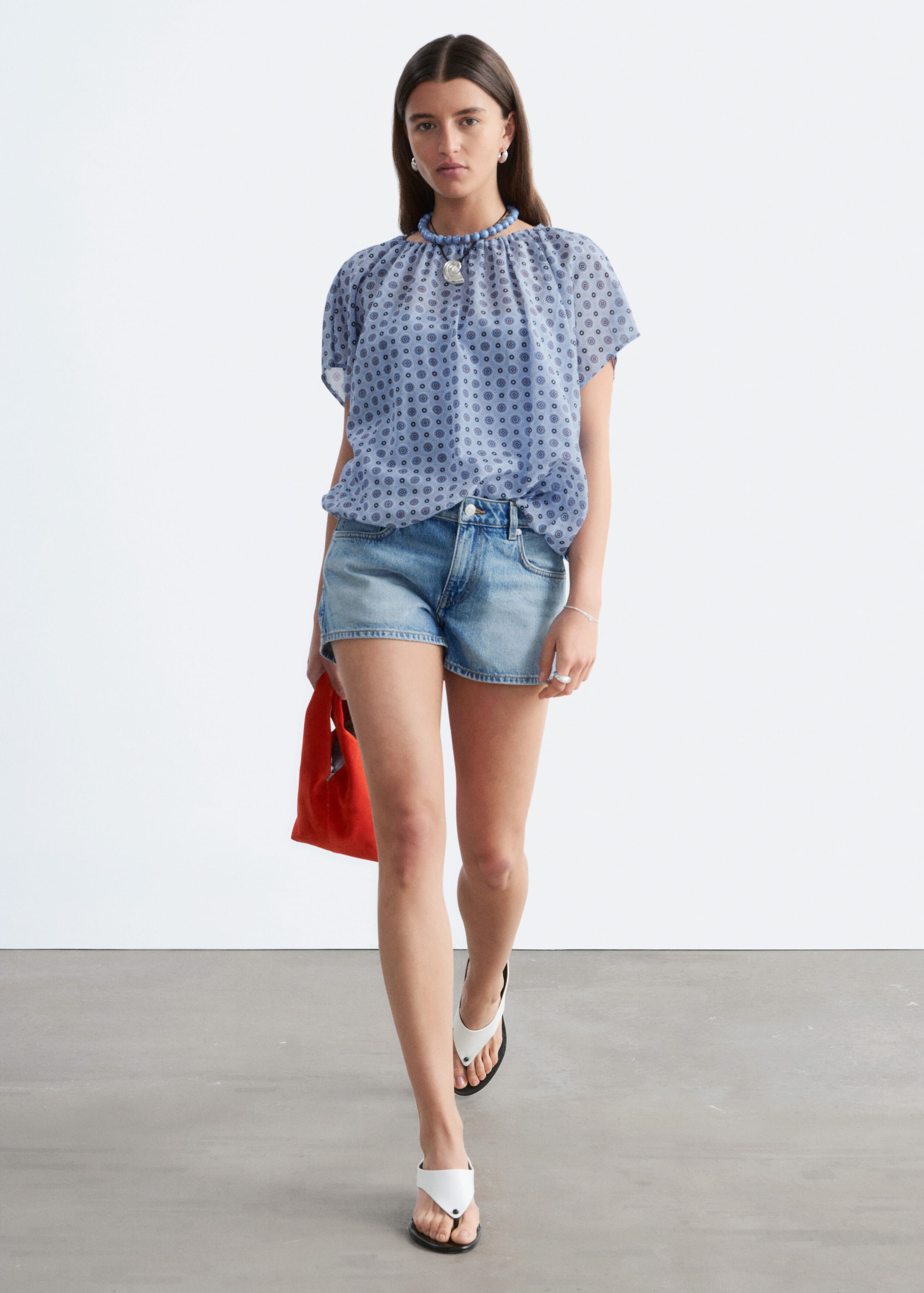 Image of Printed Balloon Blouse