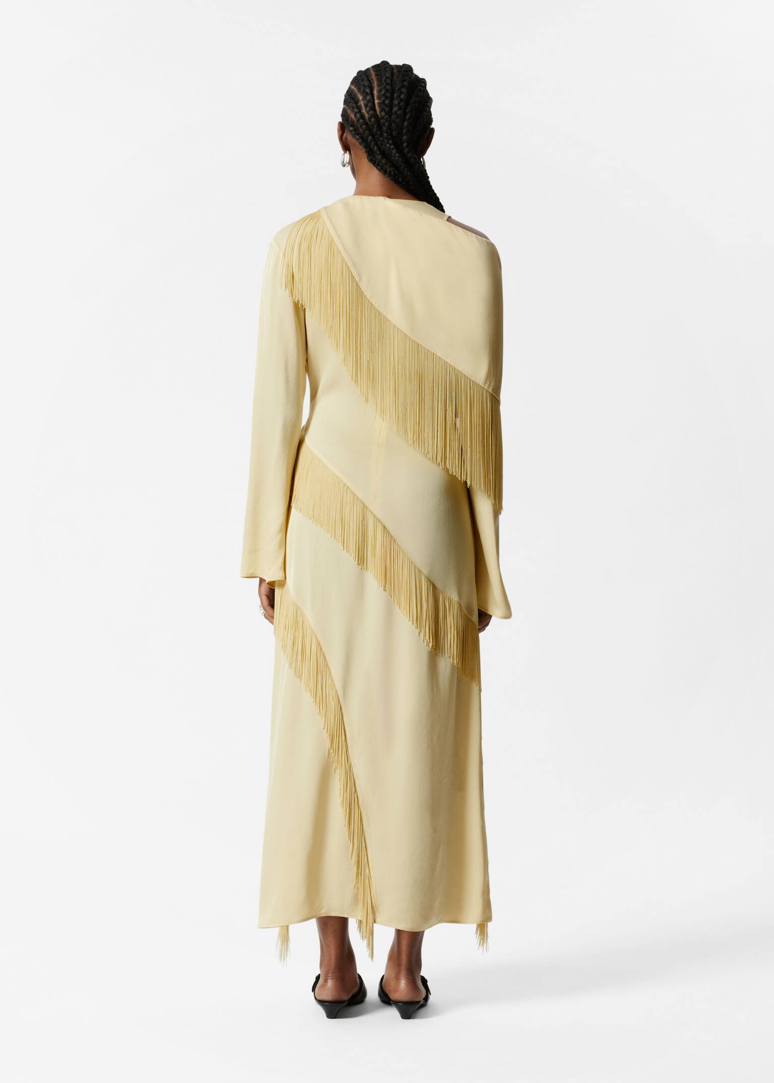 Fringe maxi ruha - Világos sárga - 3