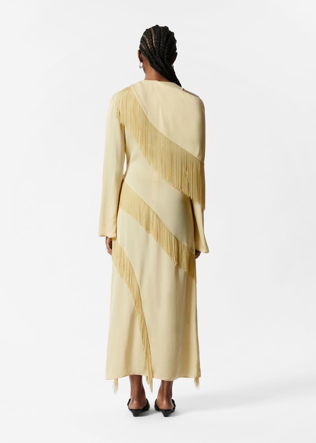 Maxi abito con frange - Giallo chiaro - Lookbook
