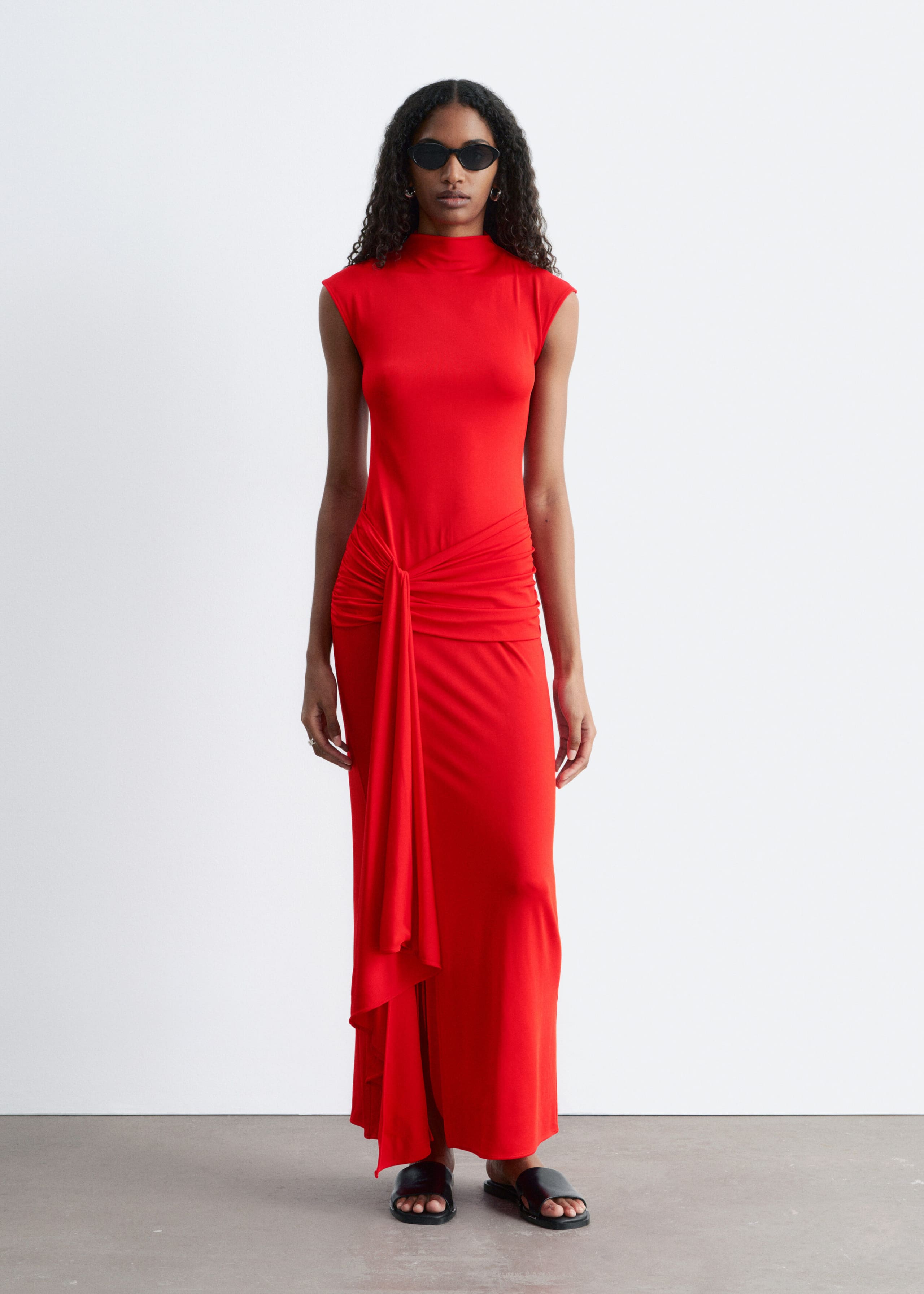 Image of Wrap-Front Midi Dress