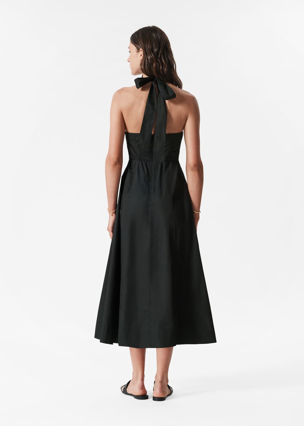 Halterneck Midi Dress - Black - Lookbook