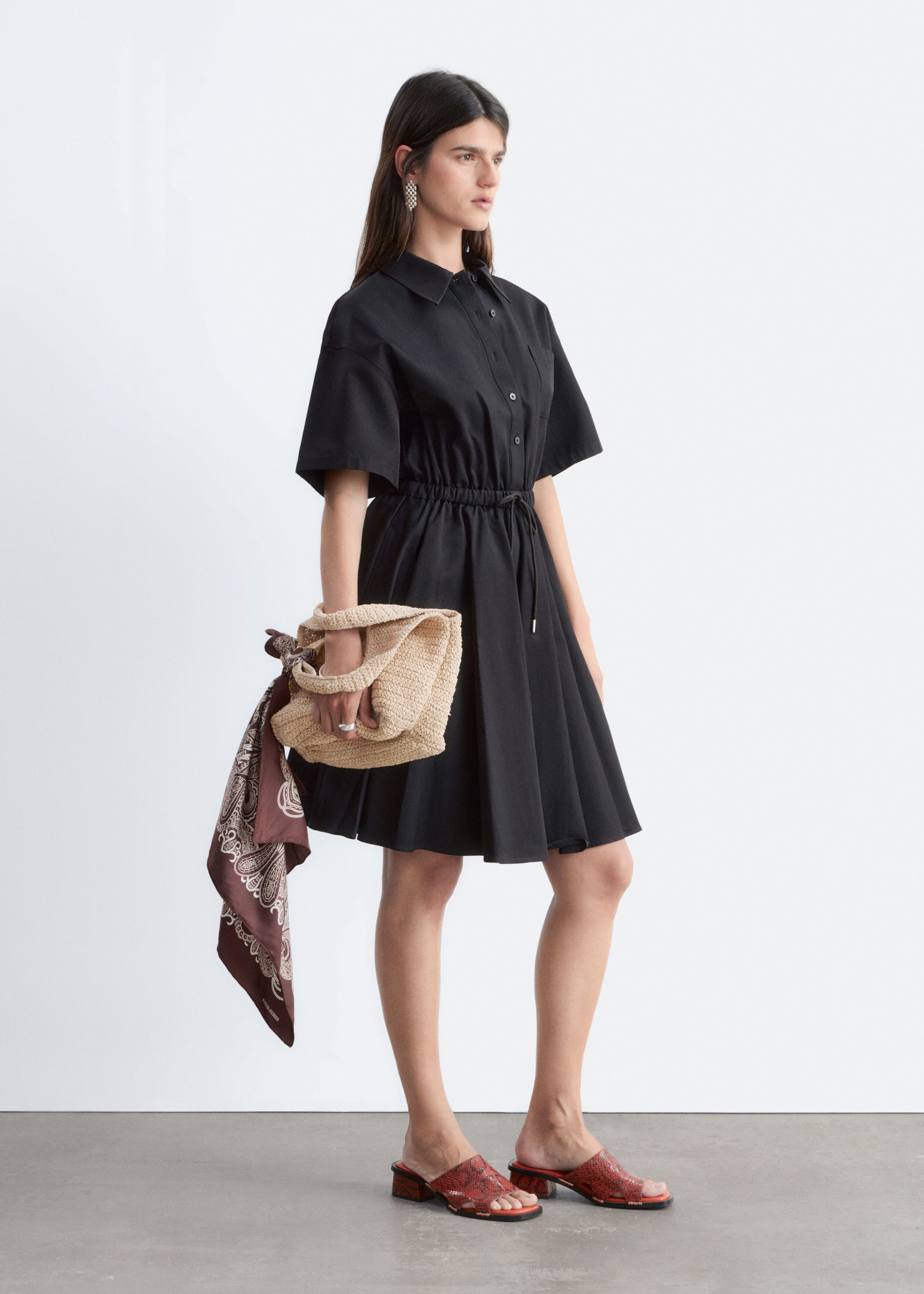 Image of Flared Drawcord Mini Dress