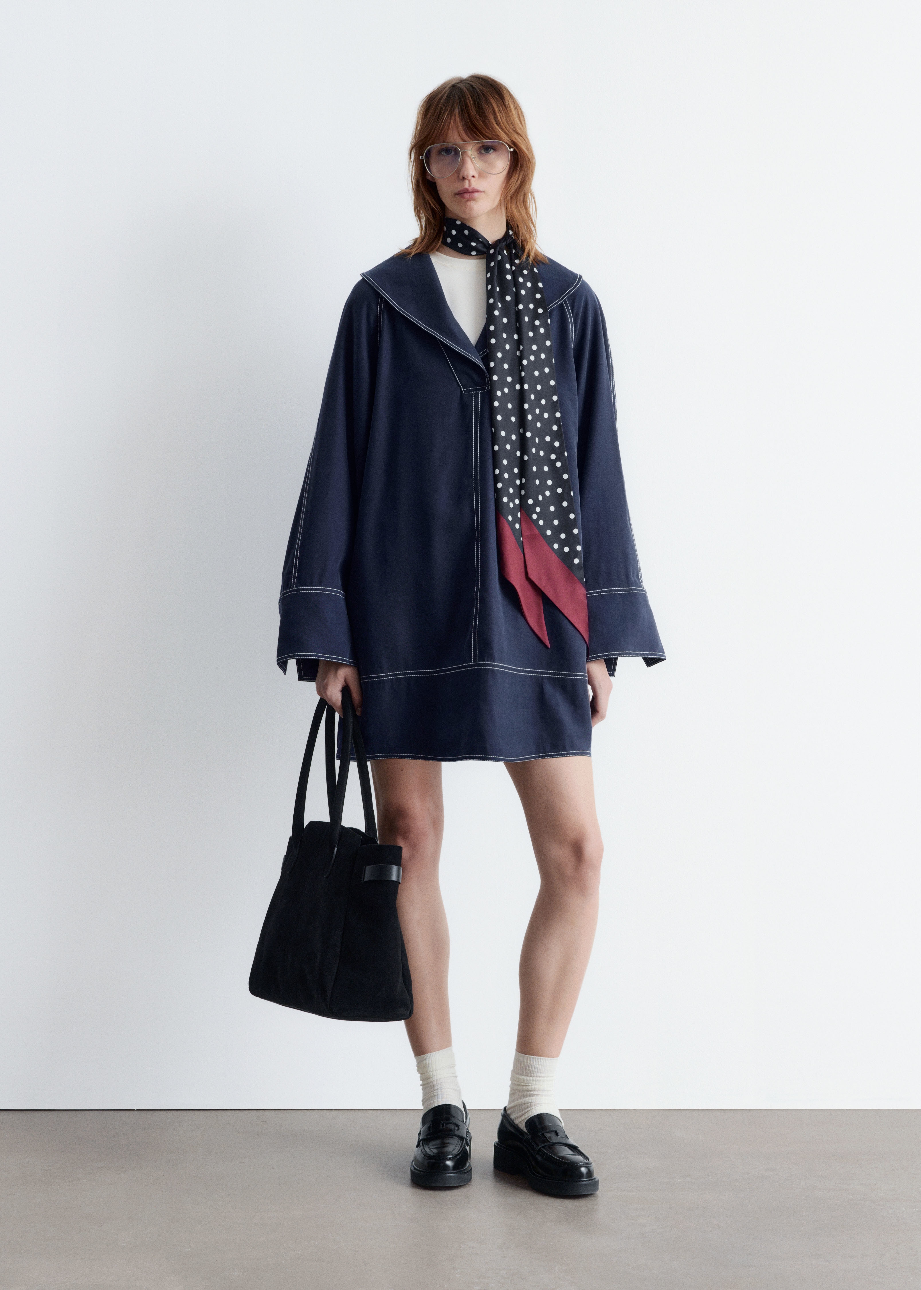 Mini-robe à col marin - Bleu marine