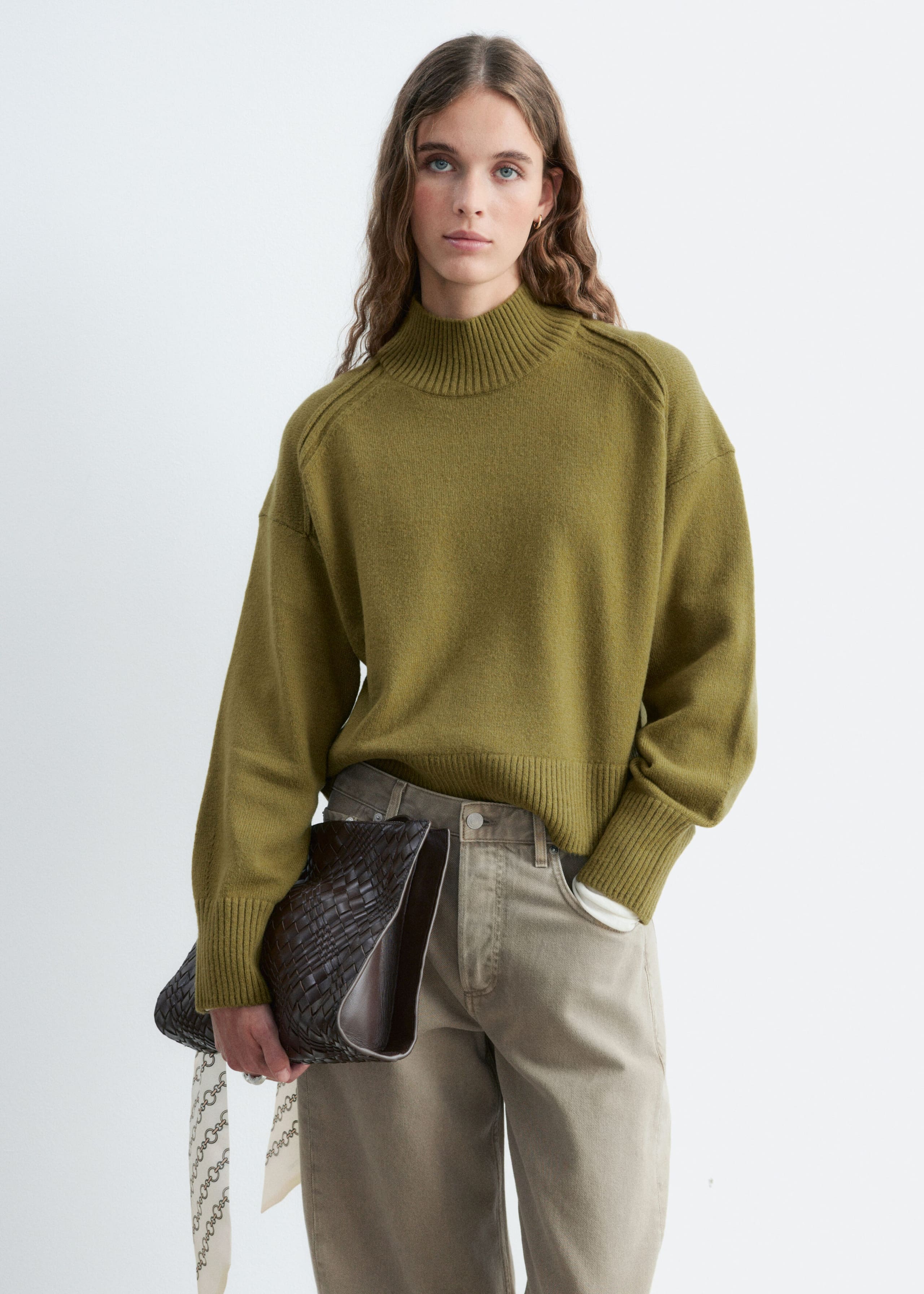 Mock-Neck Wool-Cotton Jumper - Black - Lookbook