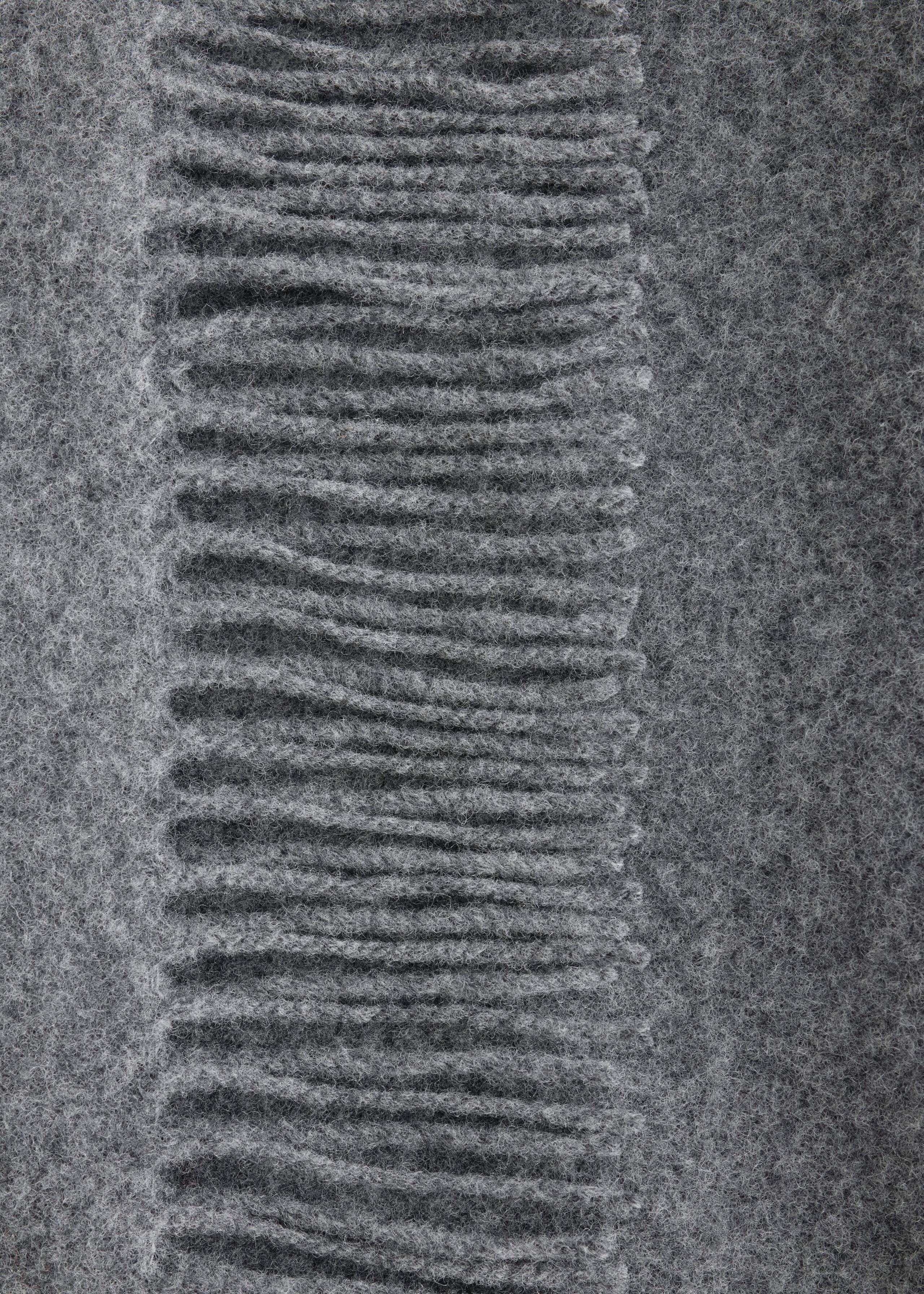 Fringed Wool Blanket Scarf - Grey - Still Life