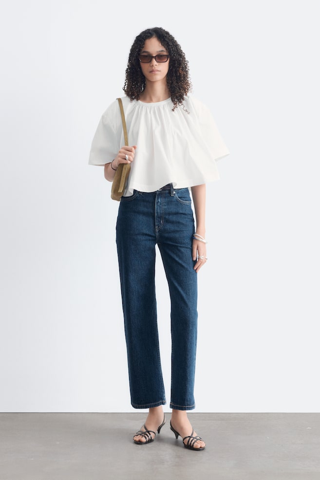Jeans a gamba larga cropped - Blu medio/Blu medio/Nero/Bianco/Azzurro - 1