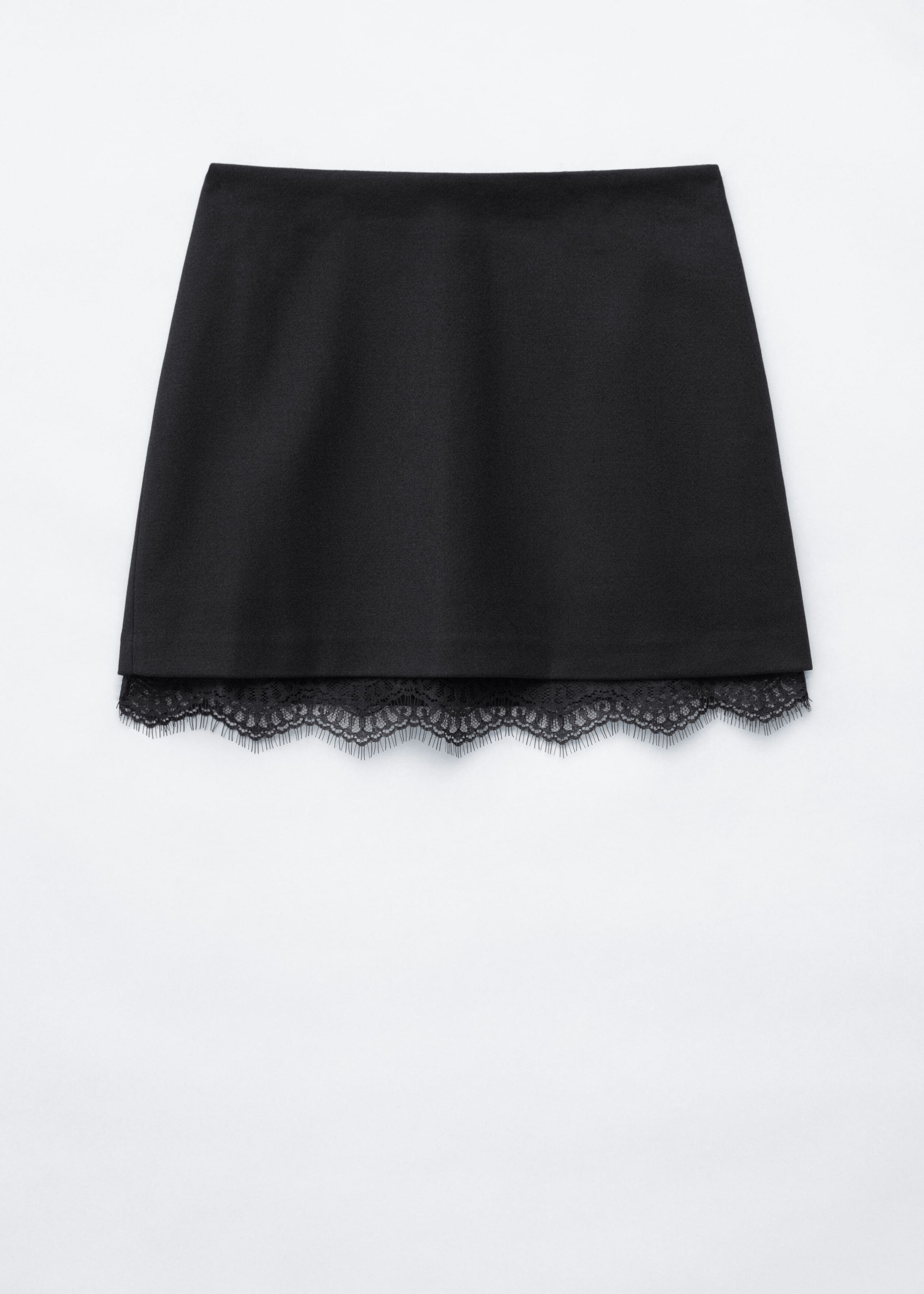 Lace-Trim Mini Skirt - Black - Still Life