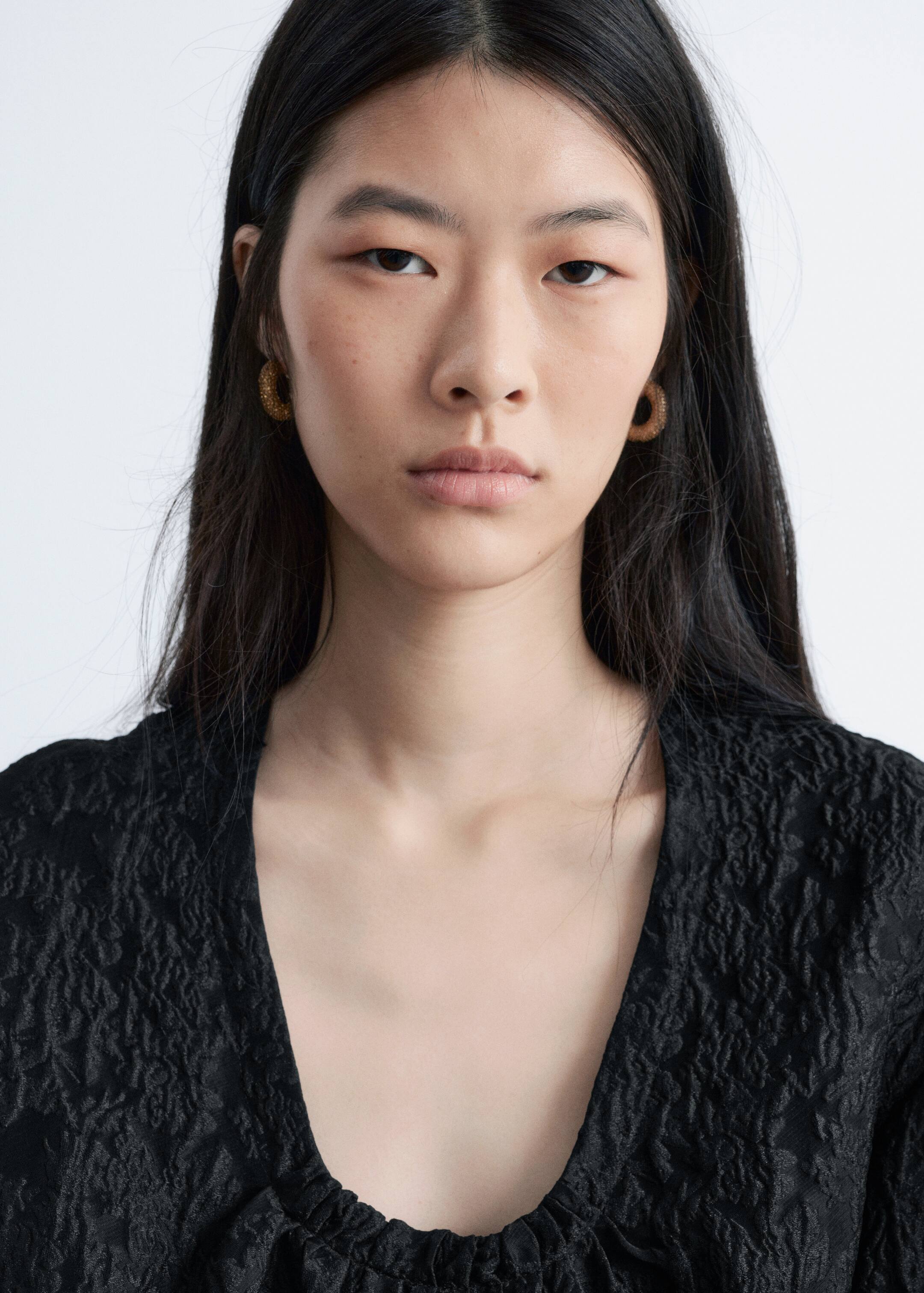 Ver imagem maior: Vestido curto jacquard com atilhos à frente - Preto - SENHORA | H&M PT 3