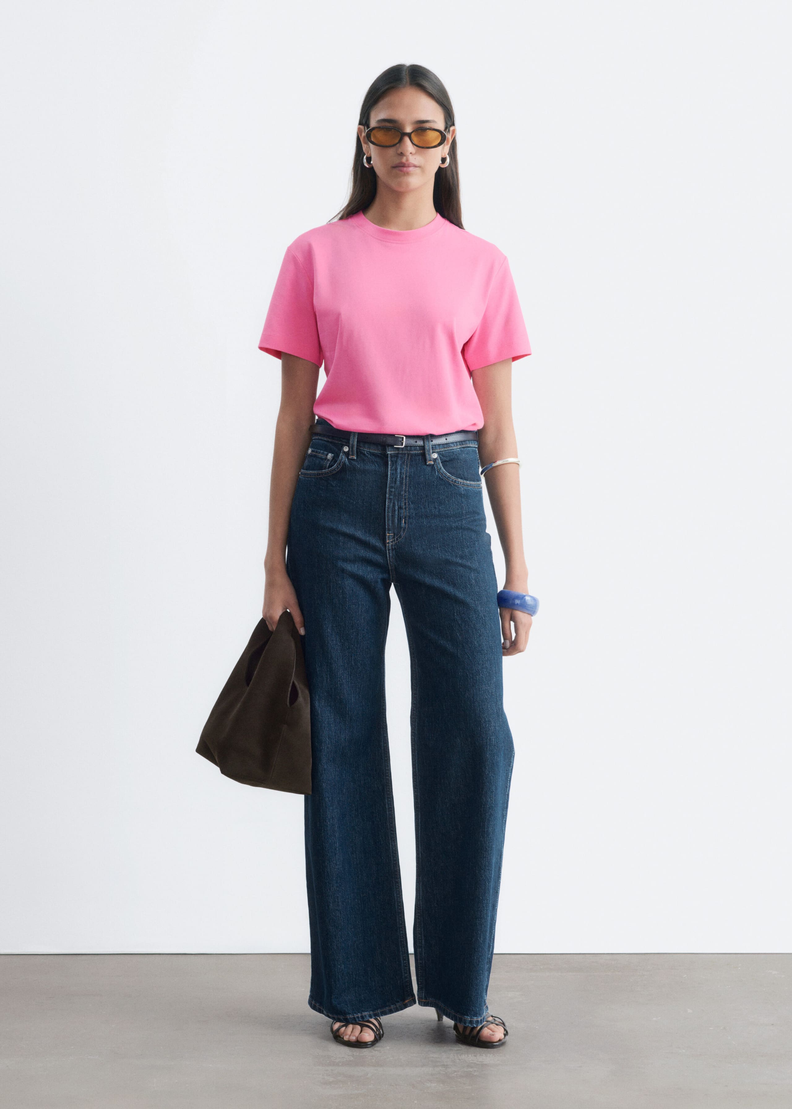 T-Shirt aus Baumwolle mit Rundhalsausschnitt - Rosa - Lookbook