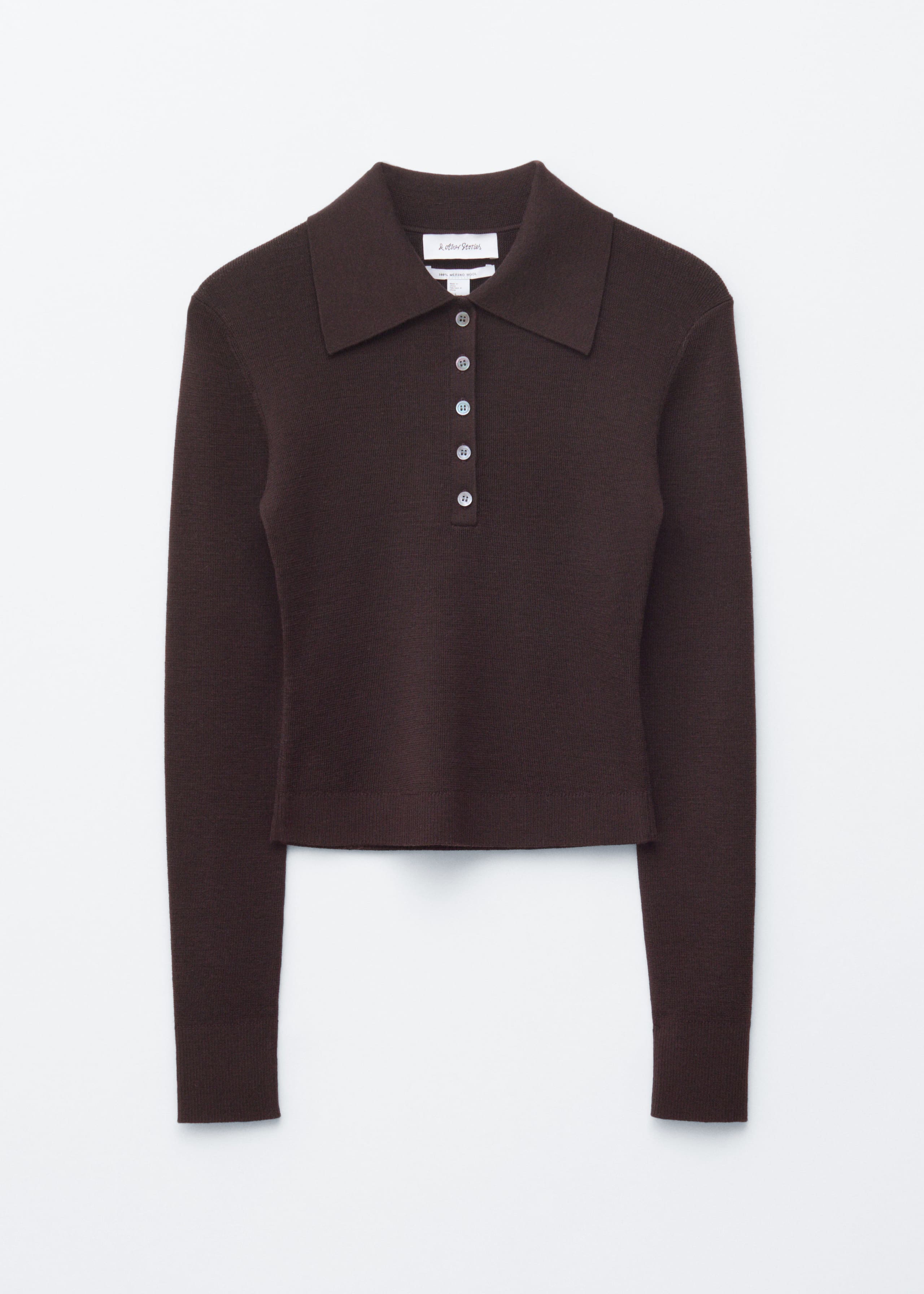 Rib-Knit Merino Wool Polo Top