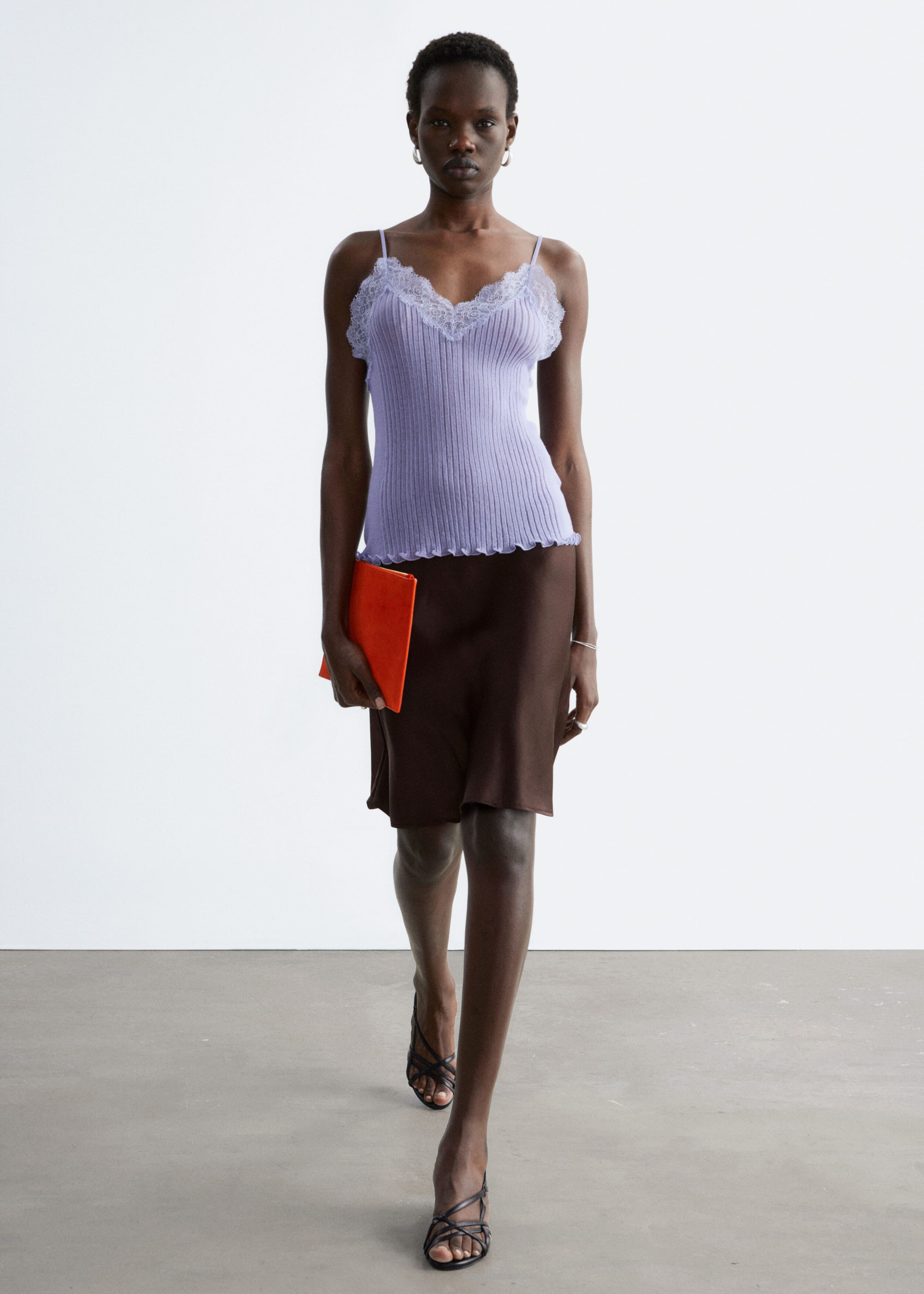 Image of Rib-Knit Lace Camisole