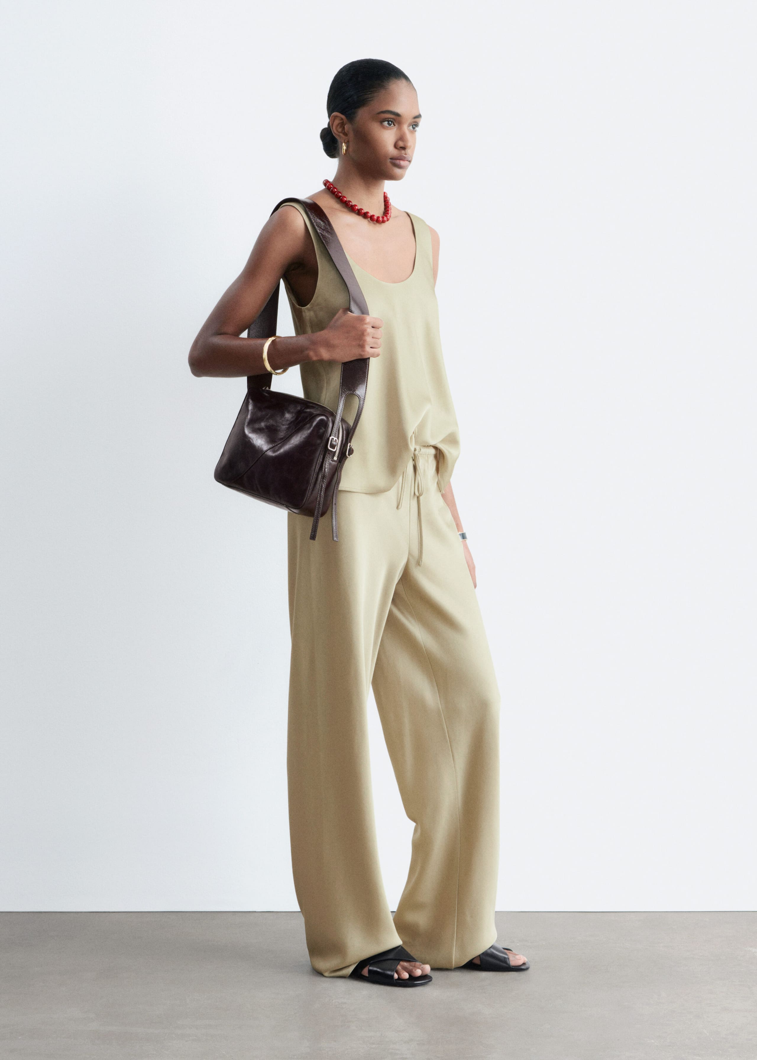 Image of Pantalon en sergé à cordon de serrage