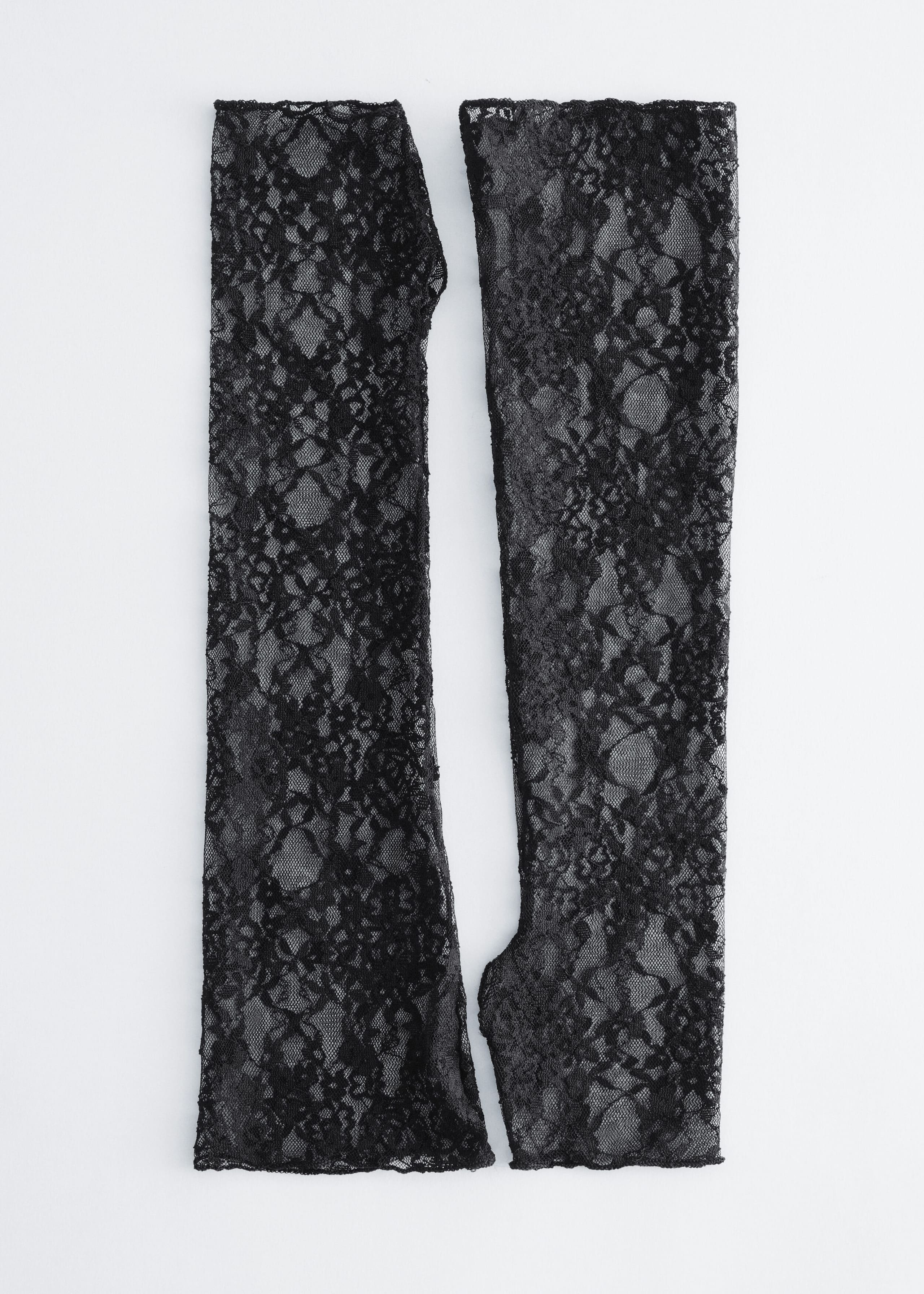 Ribbed Fingerless Gloves - Black - Still Life