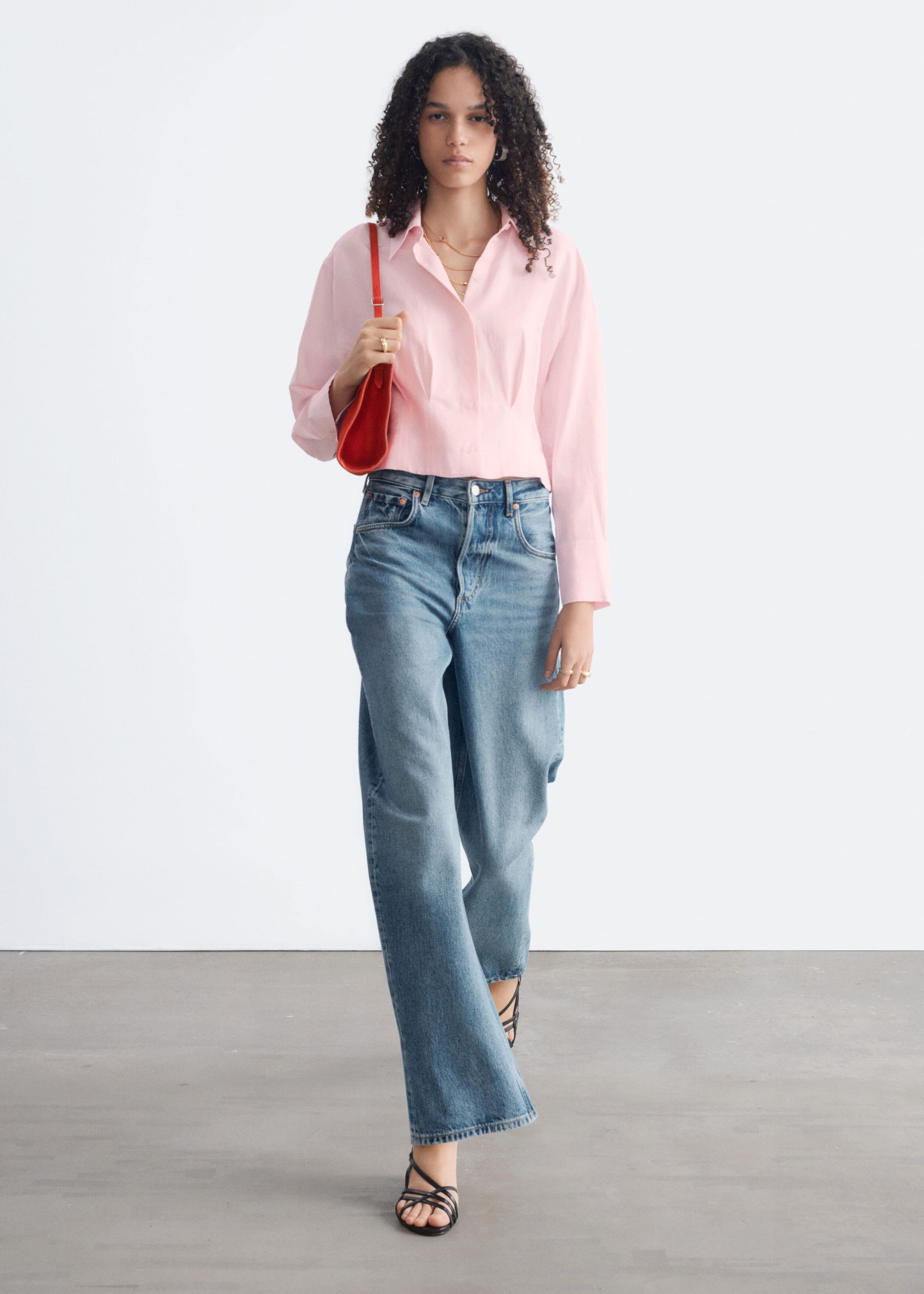 Taps toelopend overhemd - Roze - Lookbook
