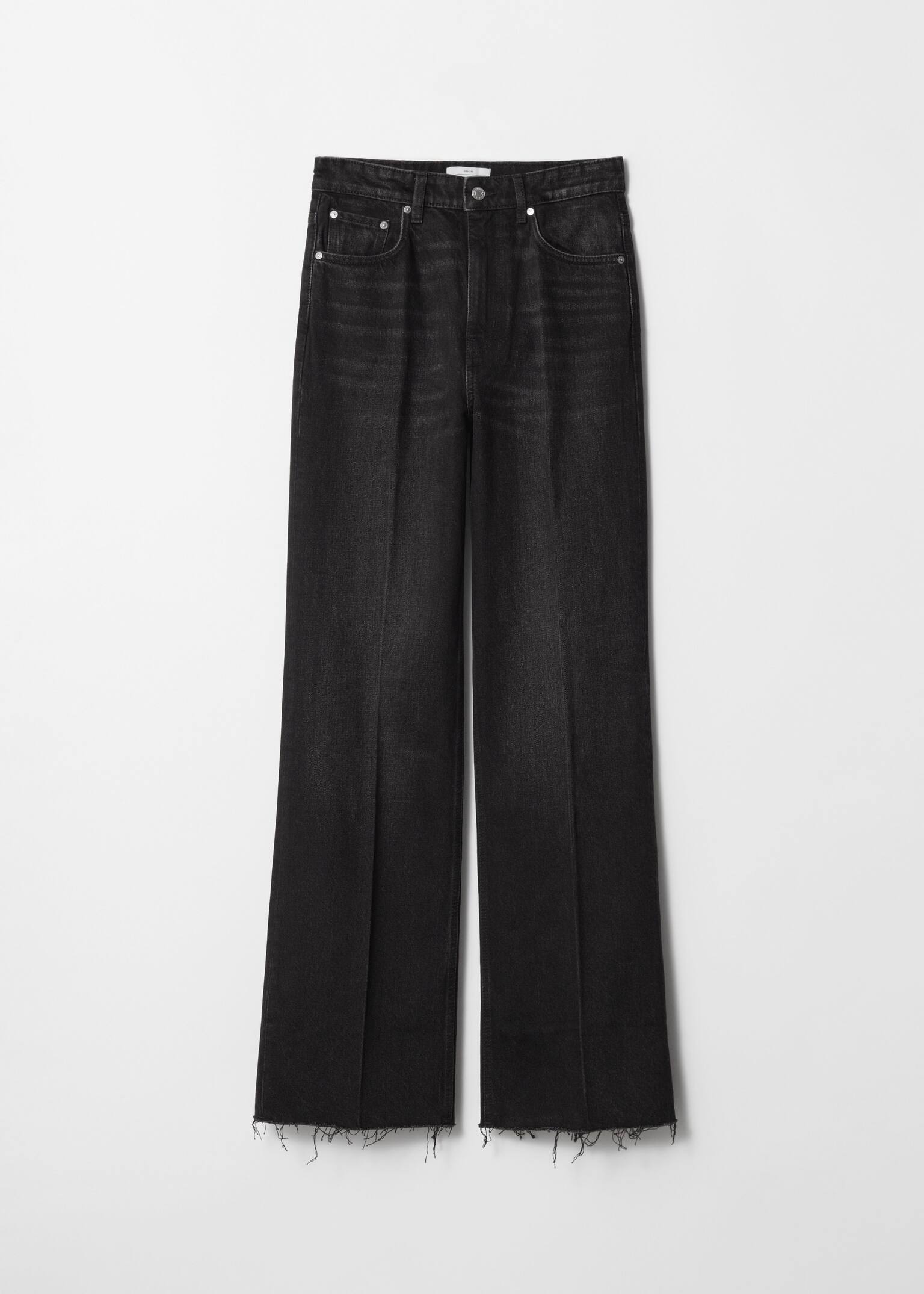 Jean droit taille haute - Noir/Bleu poudré