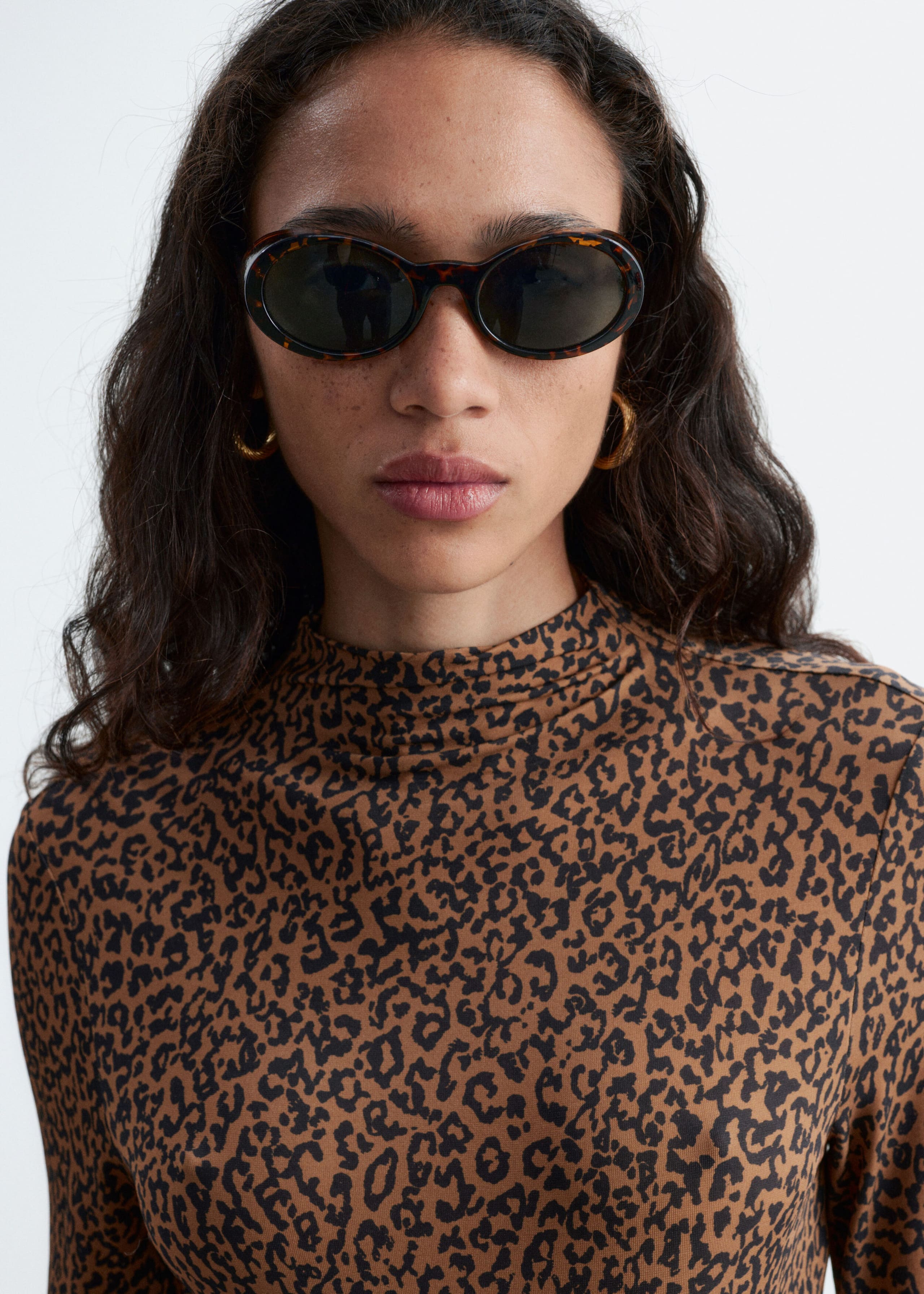 Mock-Neck Top - Brown/Leopard Print - Still Life