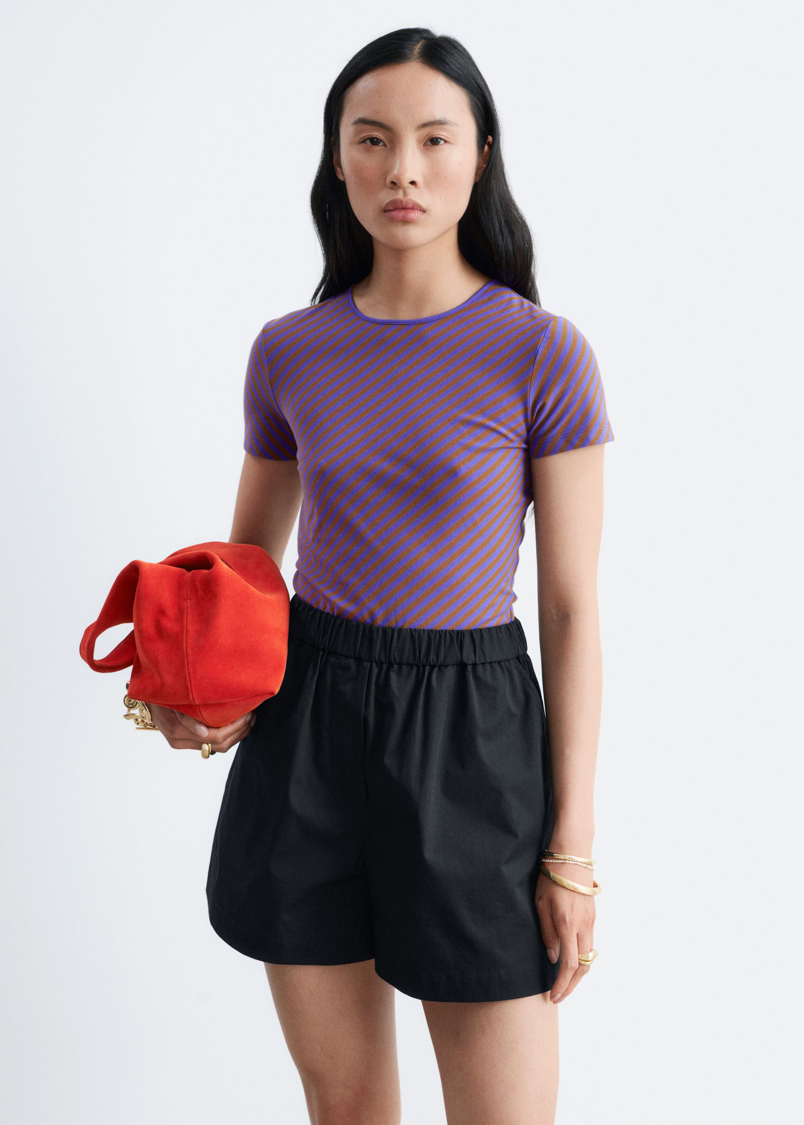 T-shirt imprimé et ajusté - Violet/Rayé - Lookbook