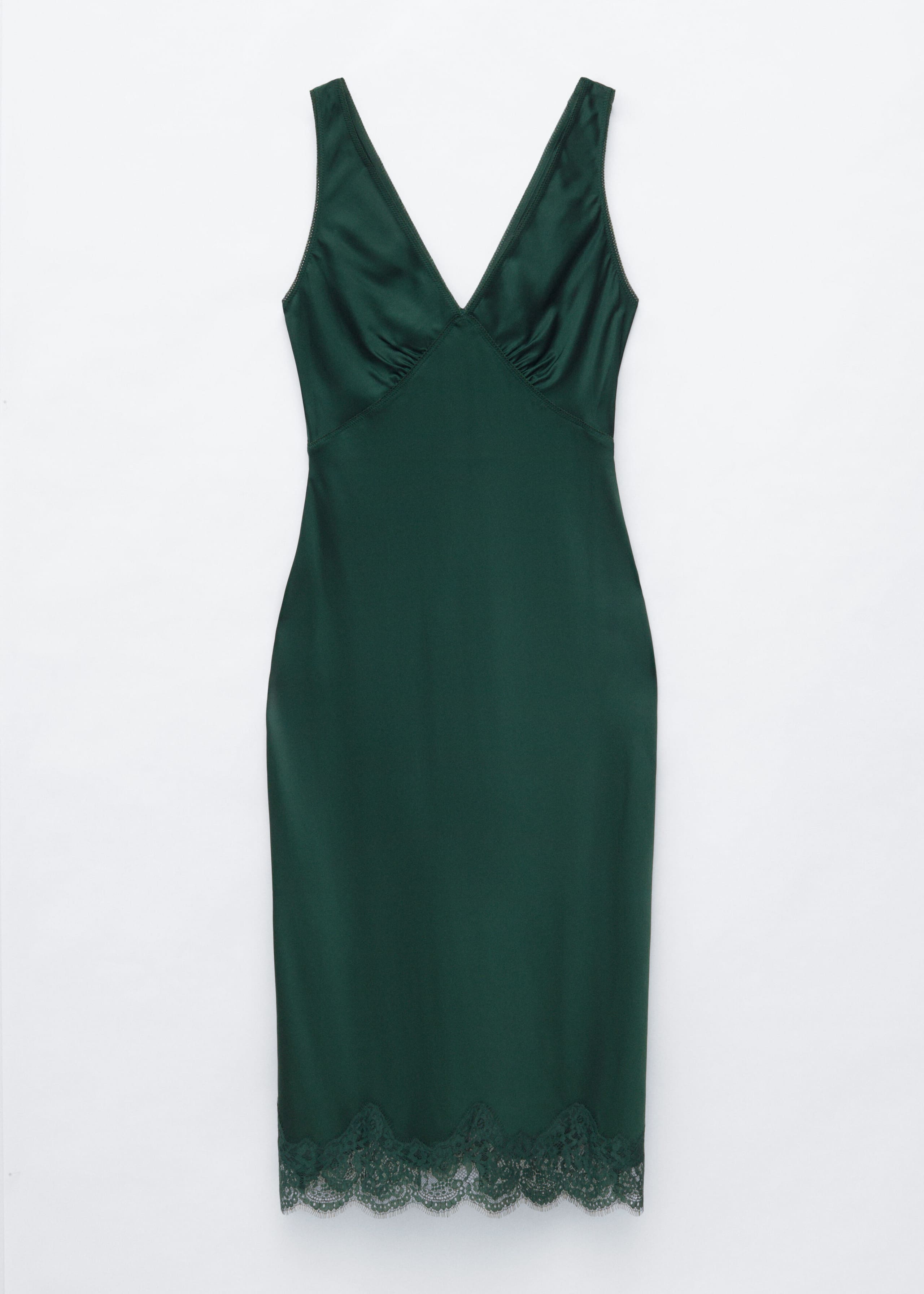 Lace-Hem Slip Dress - Dark Green - Still Life