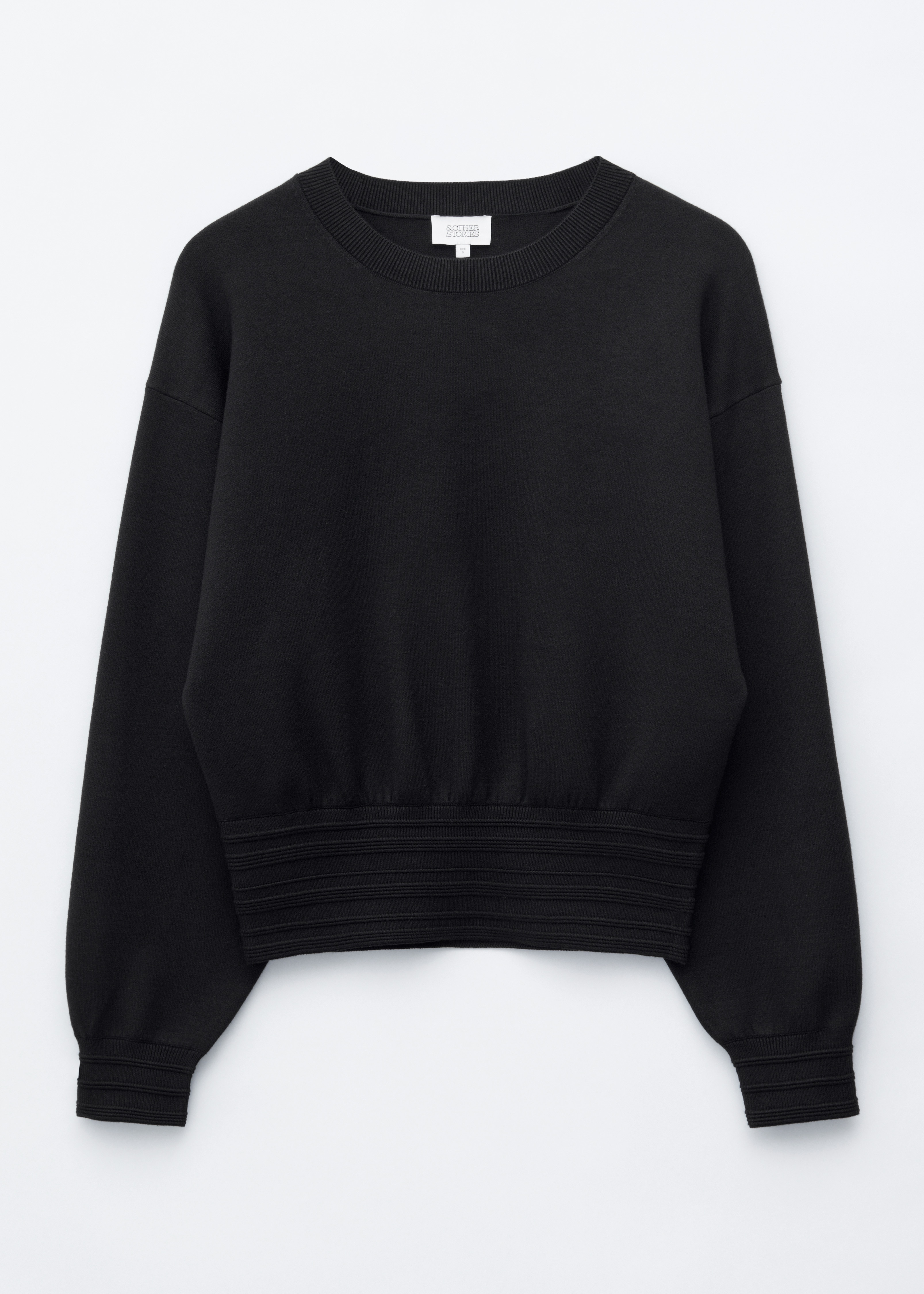 Pulover Tricotat cu Borduri Reiate - Negru/Crem