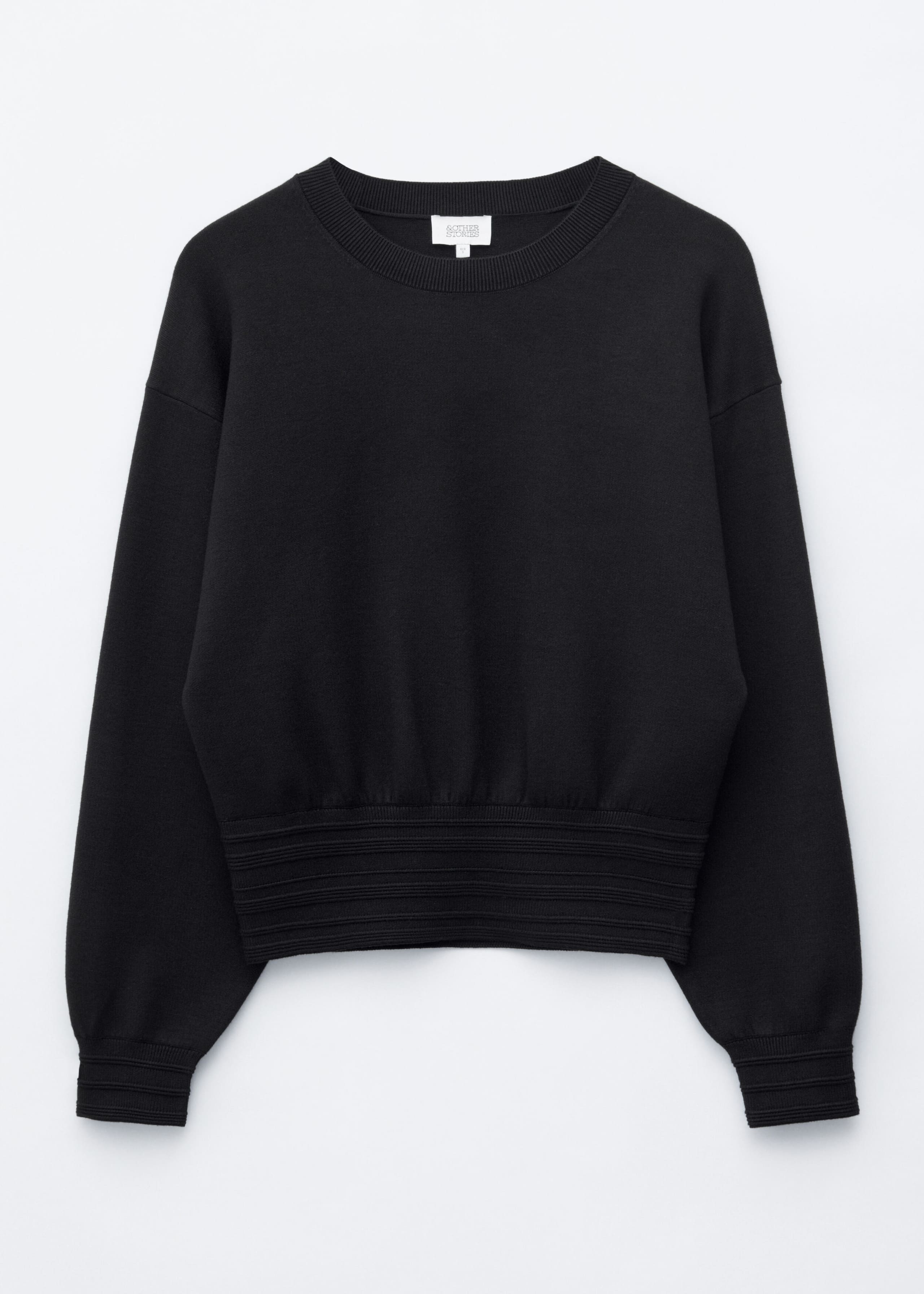 Rib-Trim Knitted Jumper - Black - Lookbook