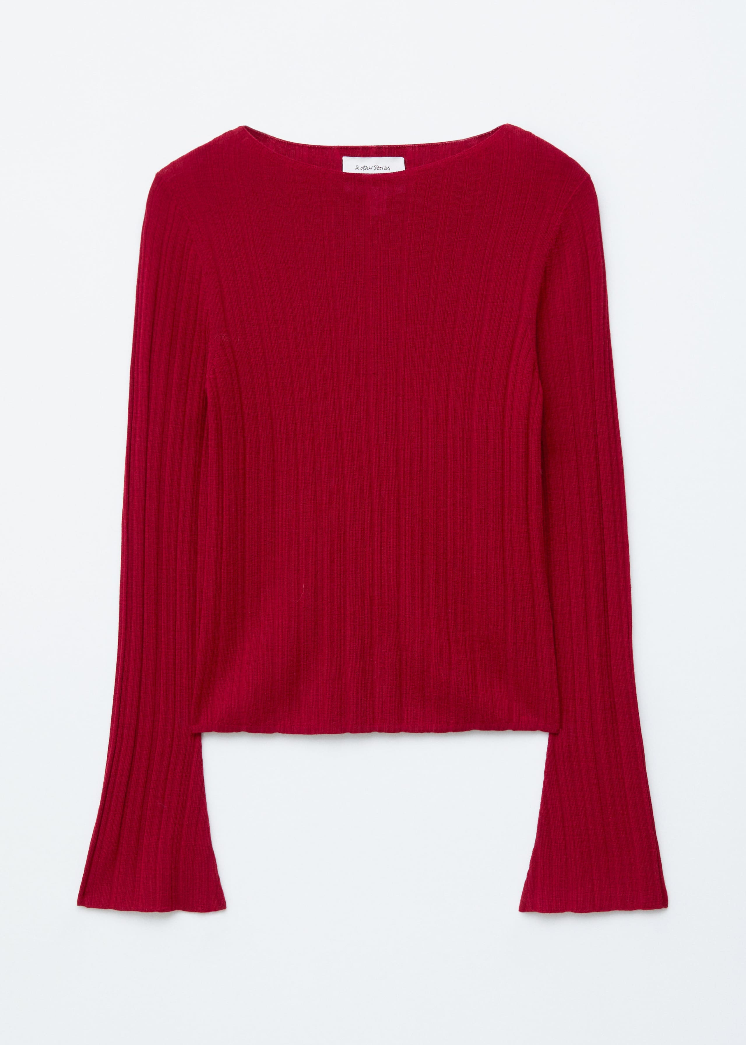 Image of Rib-Knit Wool Boatneck Top