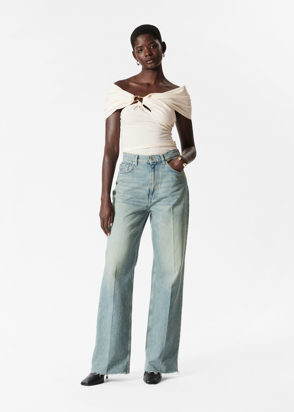Haut drapé asymétrique - Blanc - Lookbook