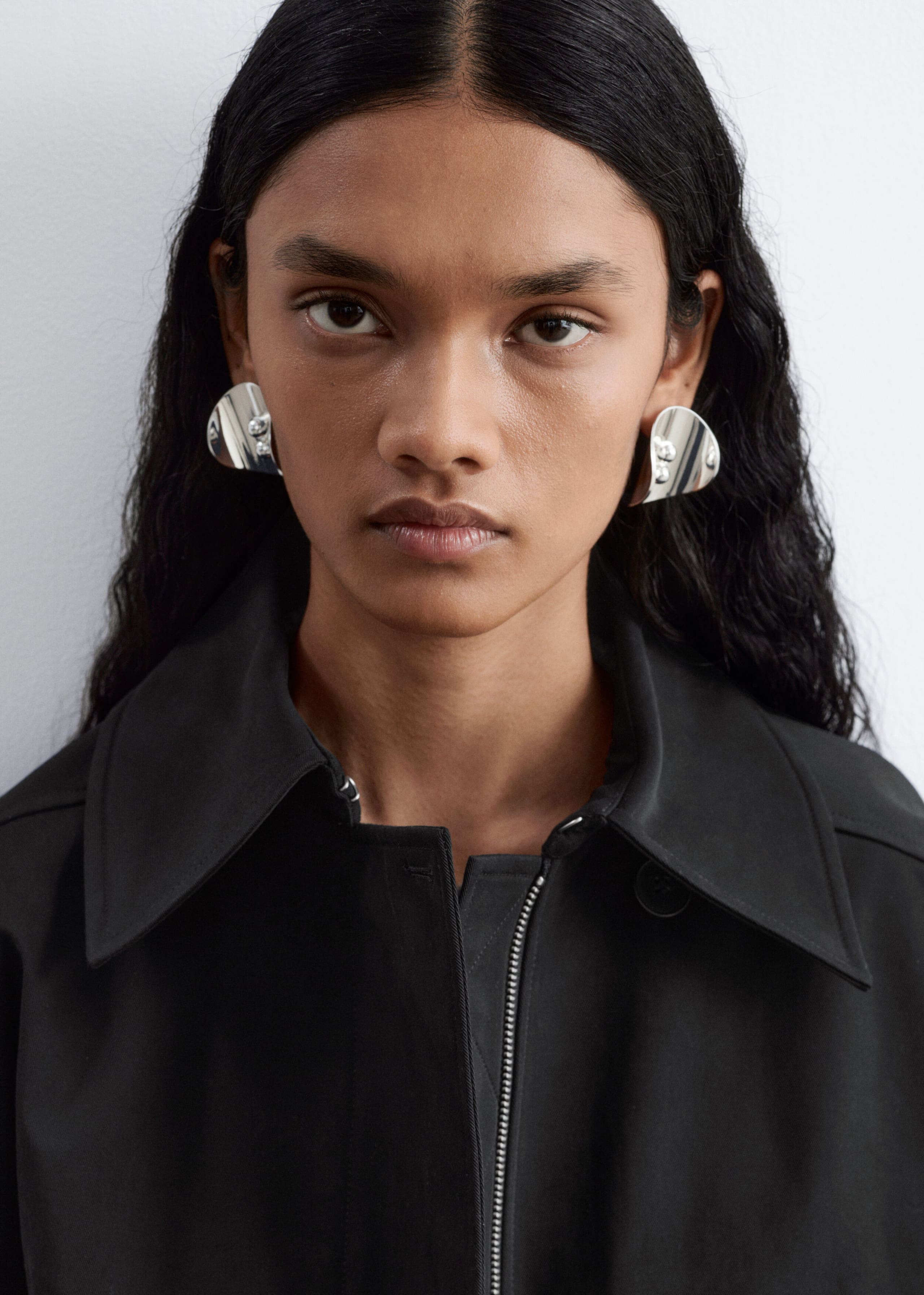 Sculptural Panel Earrings - Silver - Lookbook