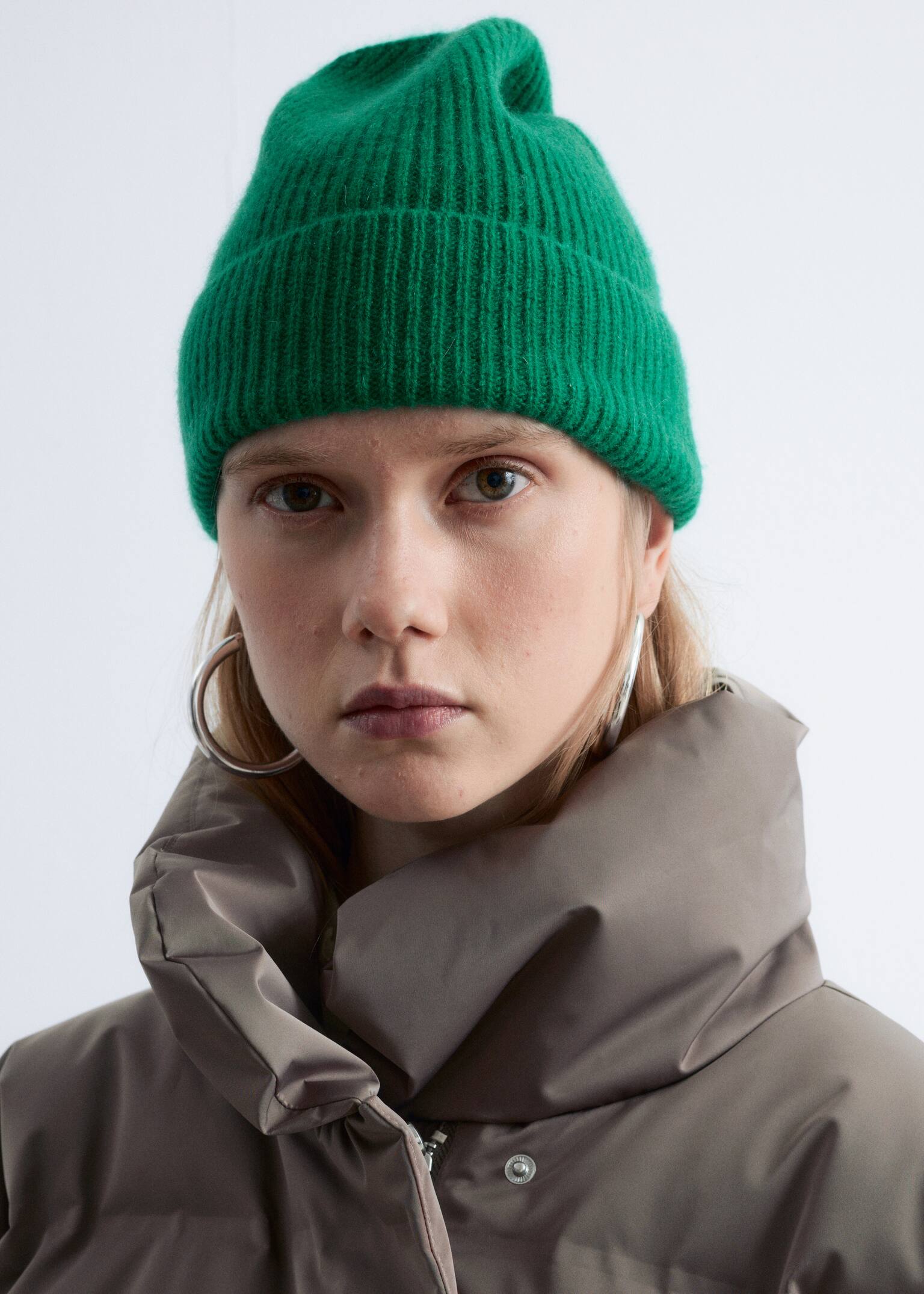 Cashmere Beanie - Teal Green/Bright Blue/Mahogany/Mole/Cream