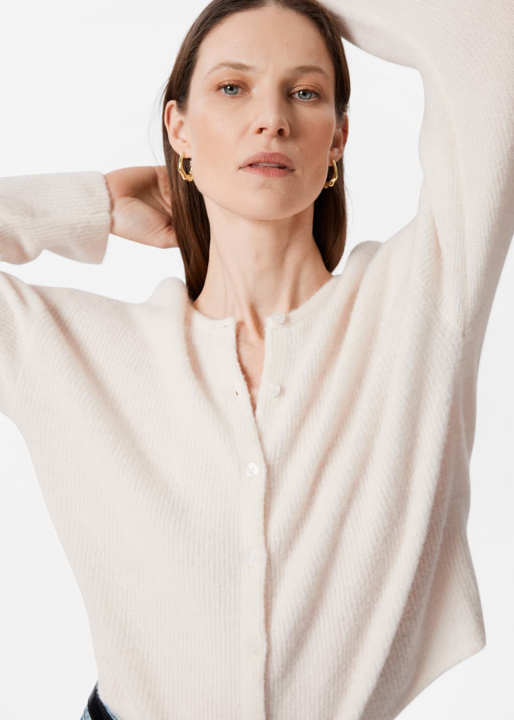 Image of Stickad cardigan i alpackablandning