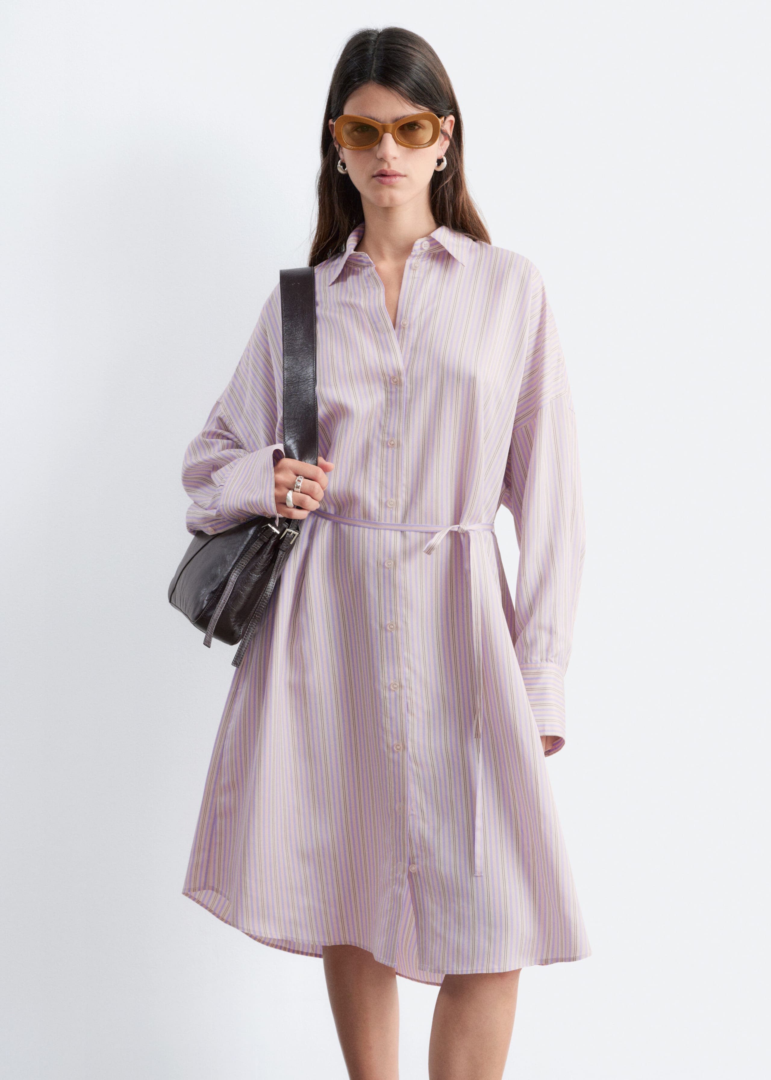Printed Silk-Cotton Midi Dress - Brown/Blue Pattern - Lookbook