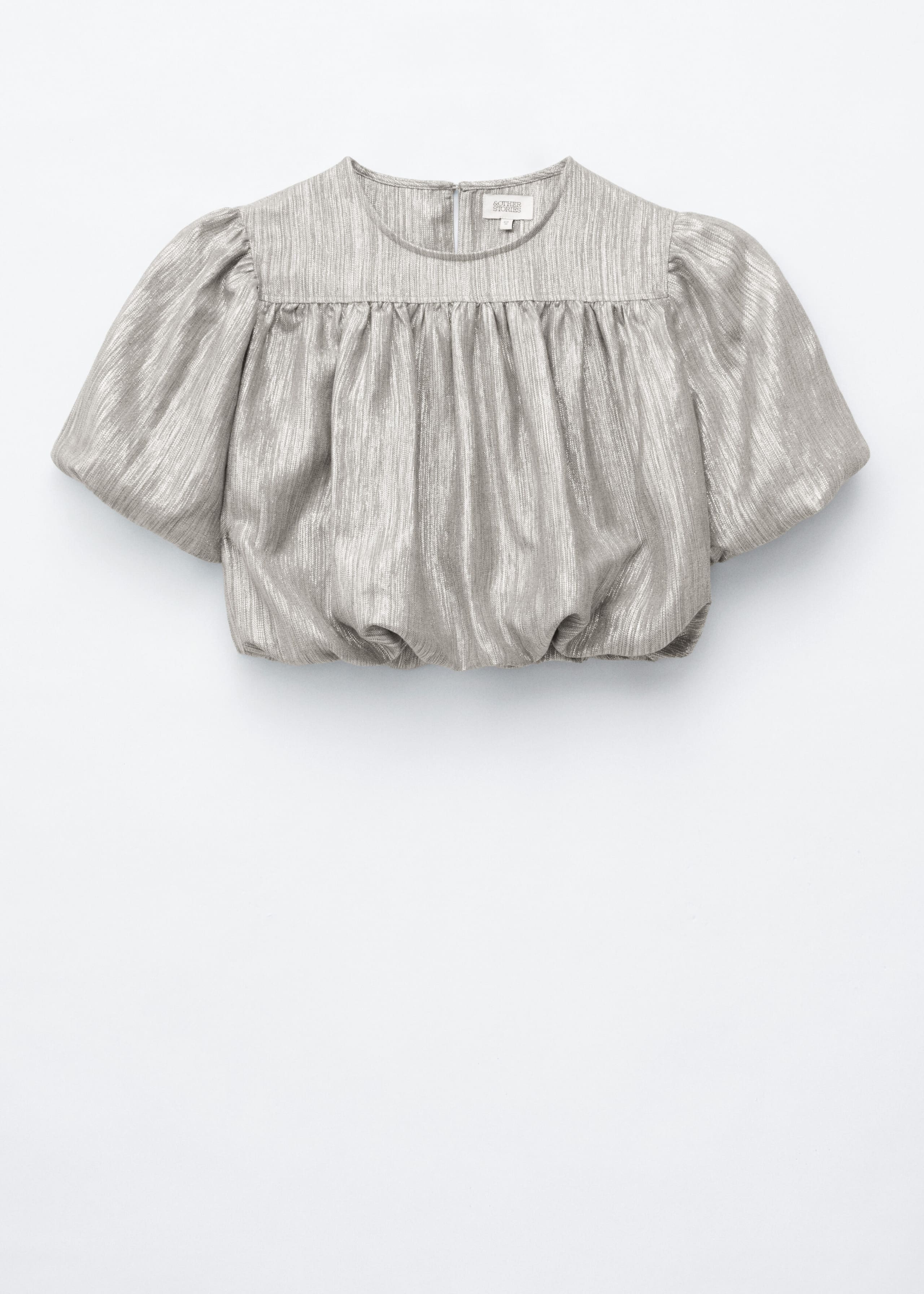 Aangerimpelde metallic blouse - Zilver - Stilleven