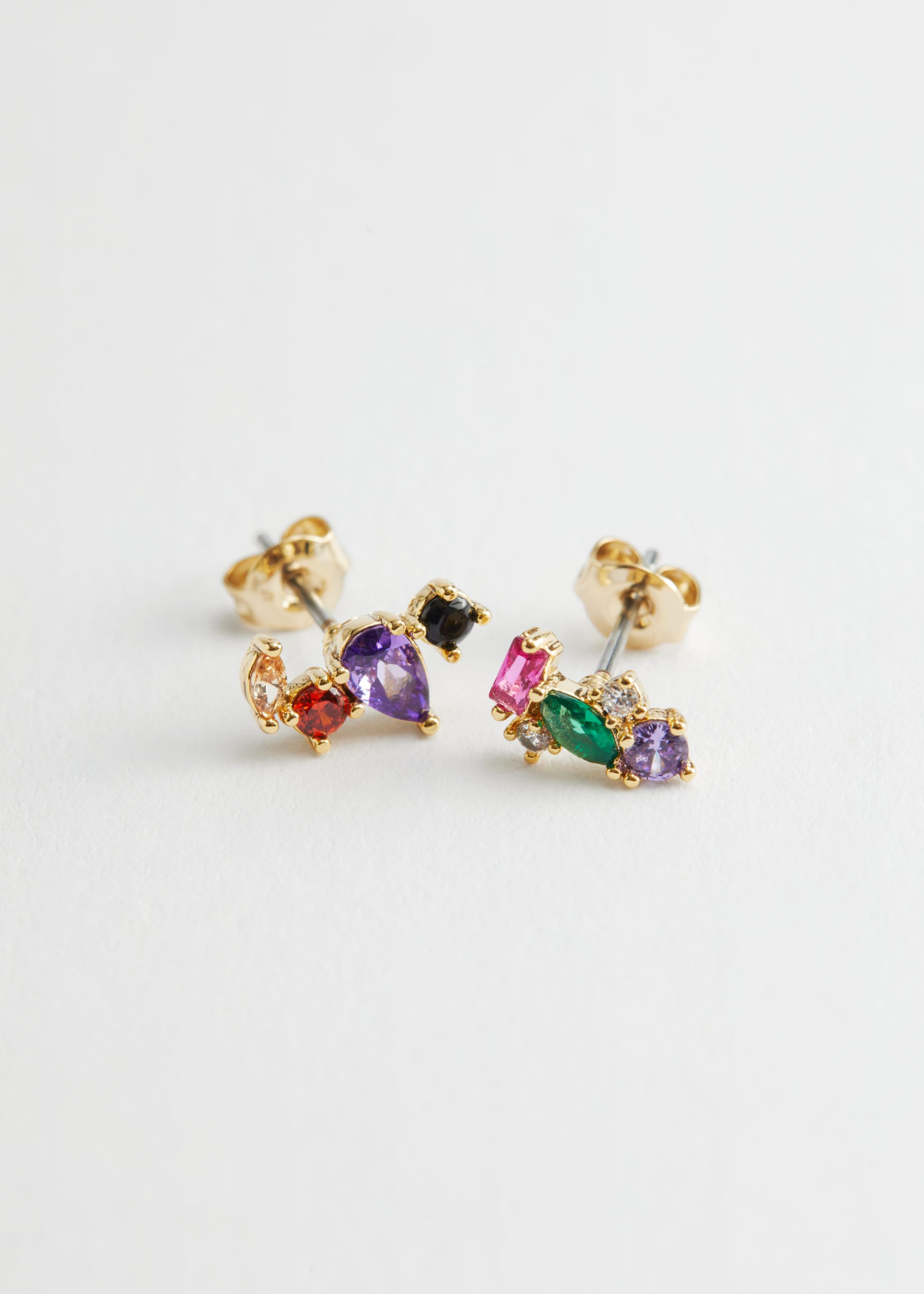 Mismatch Gem Studded Earrings - Multi Gems - Bodegón