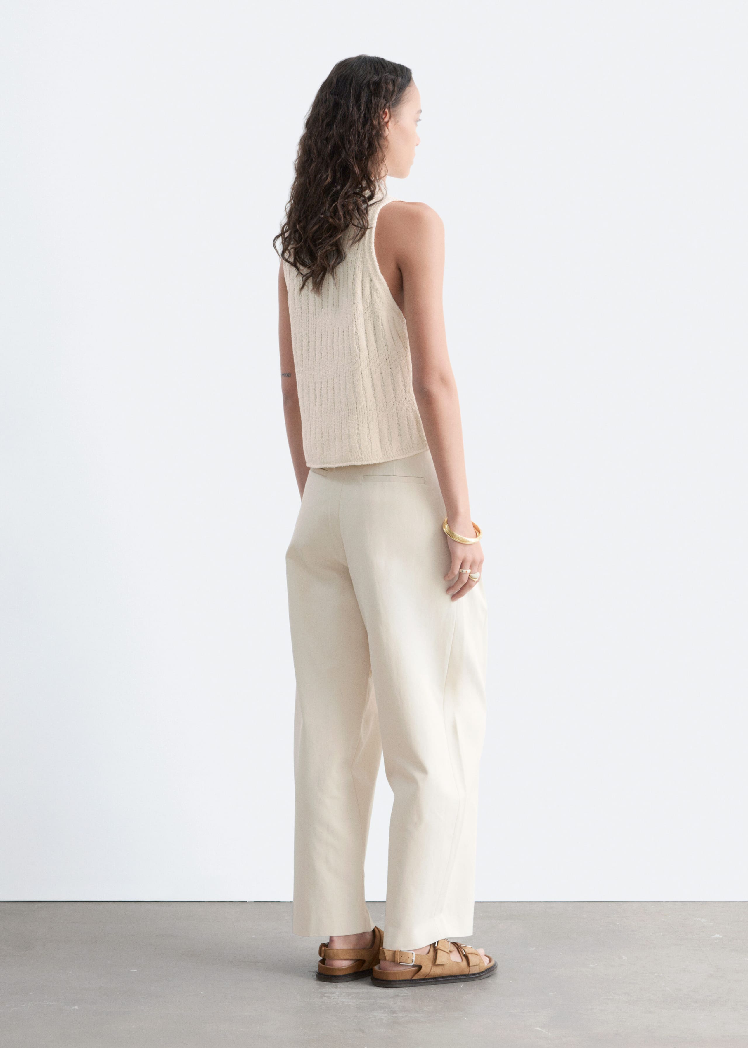 Barrel‑Leg Cropped Trousers - Off White - Still Life