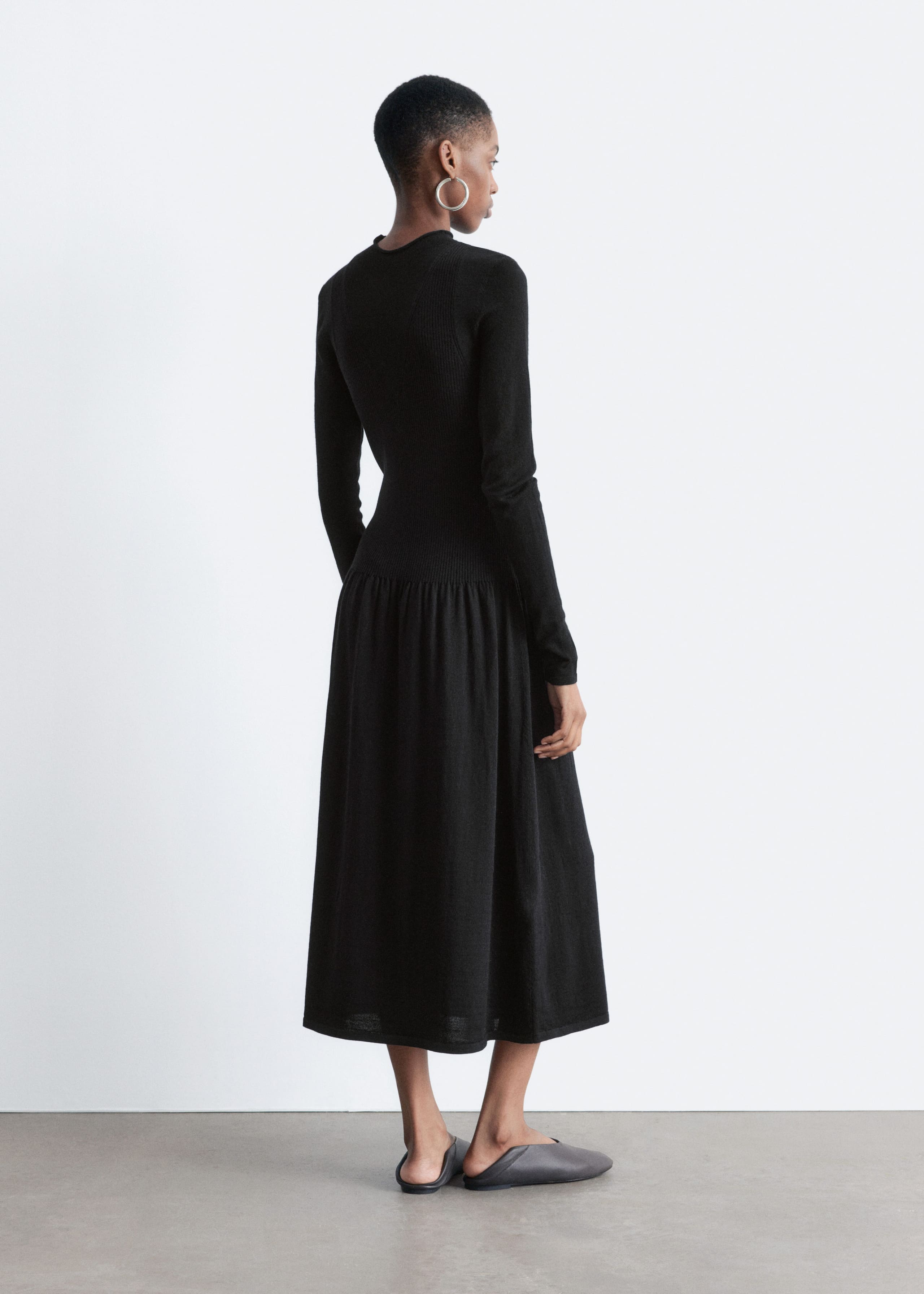 Image of Knitted Mock-Neck Midi Dress