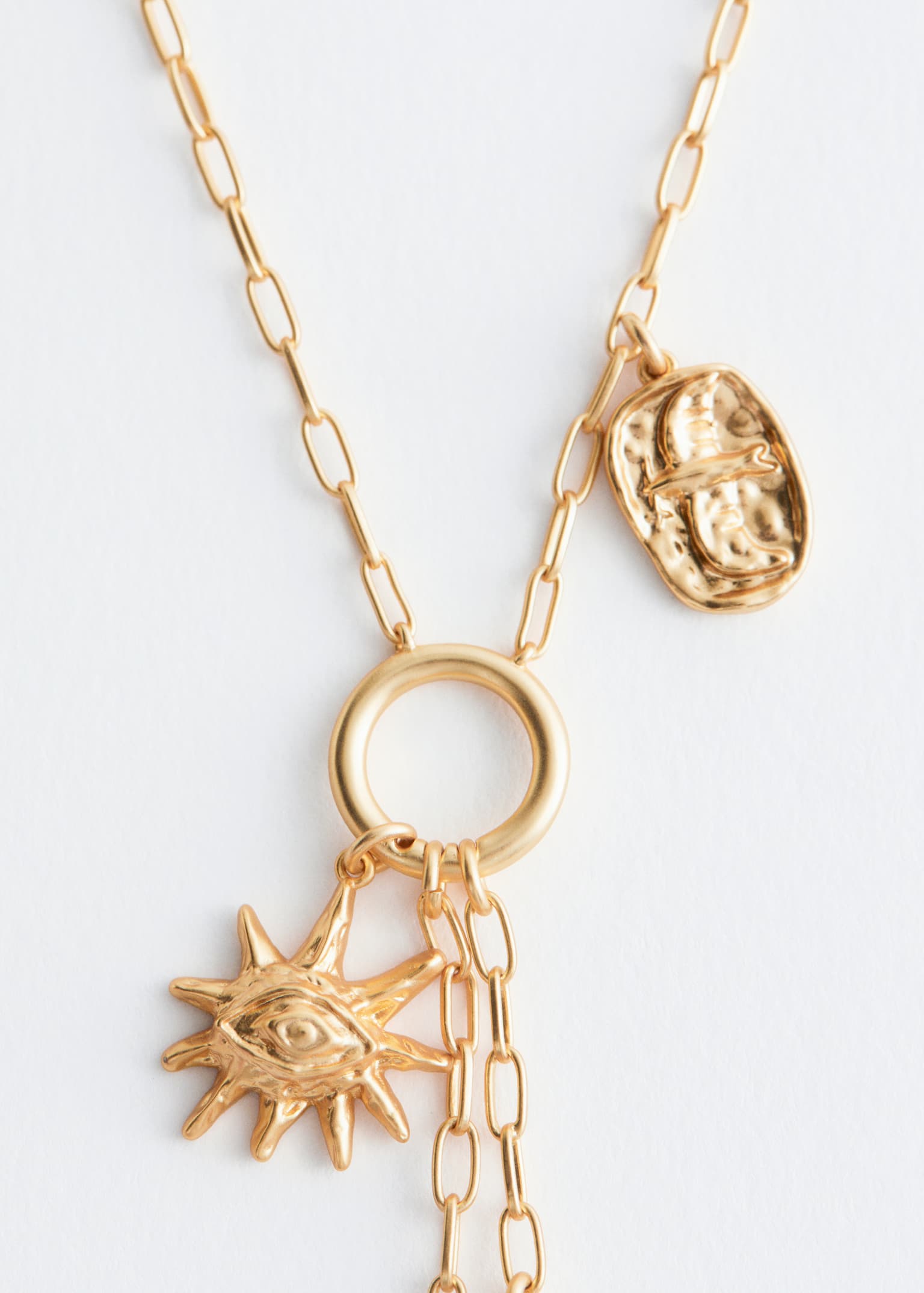 Charm Lariat Necklace - Gold - 4