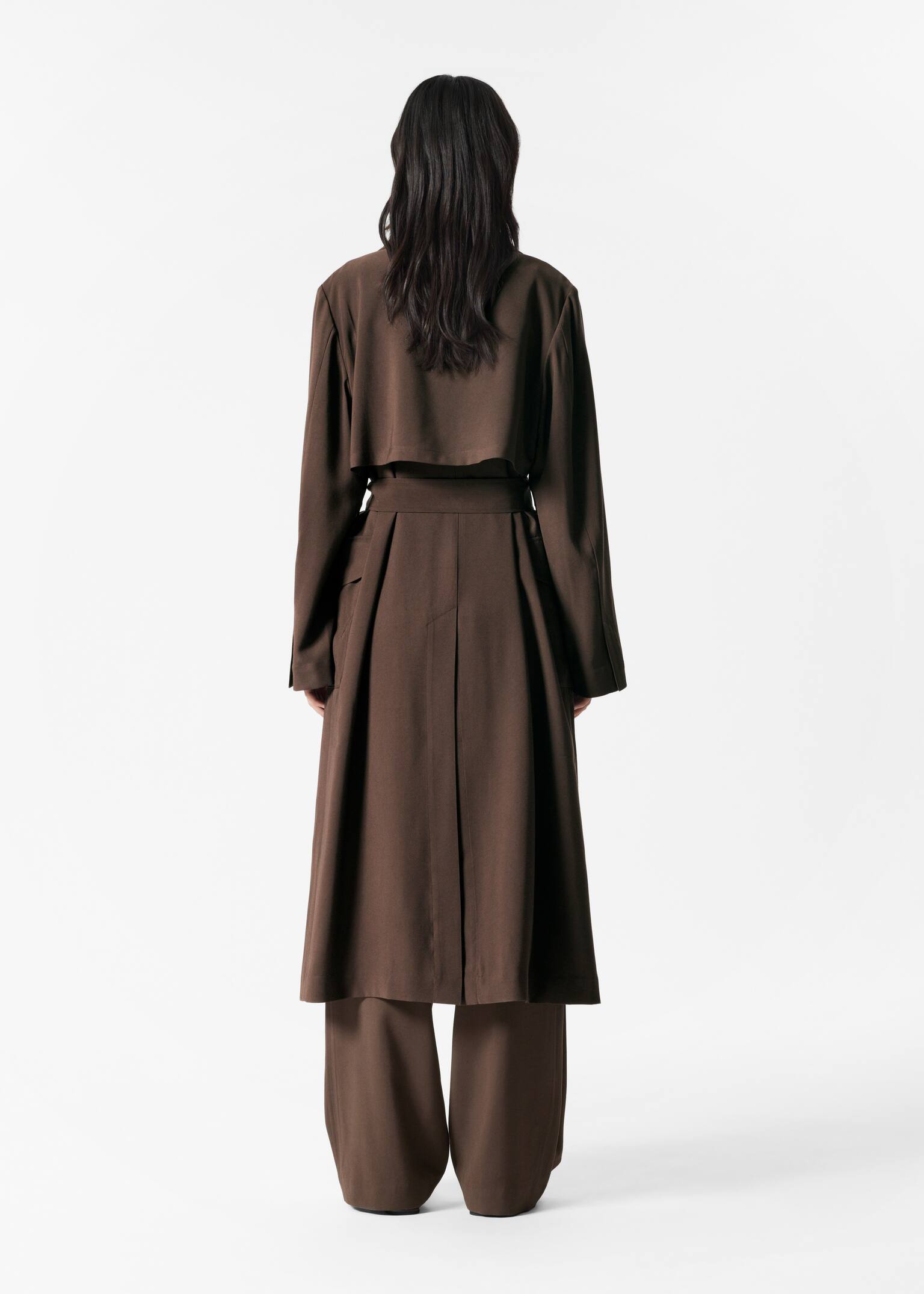 Trench-coat croisé - Marron foncé - 10