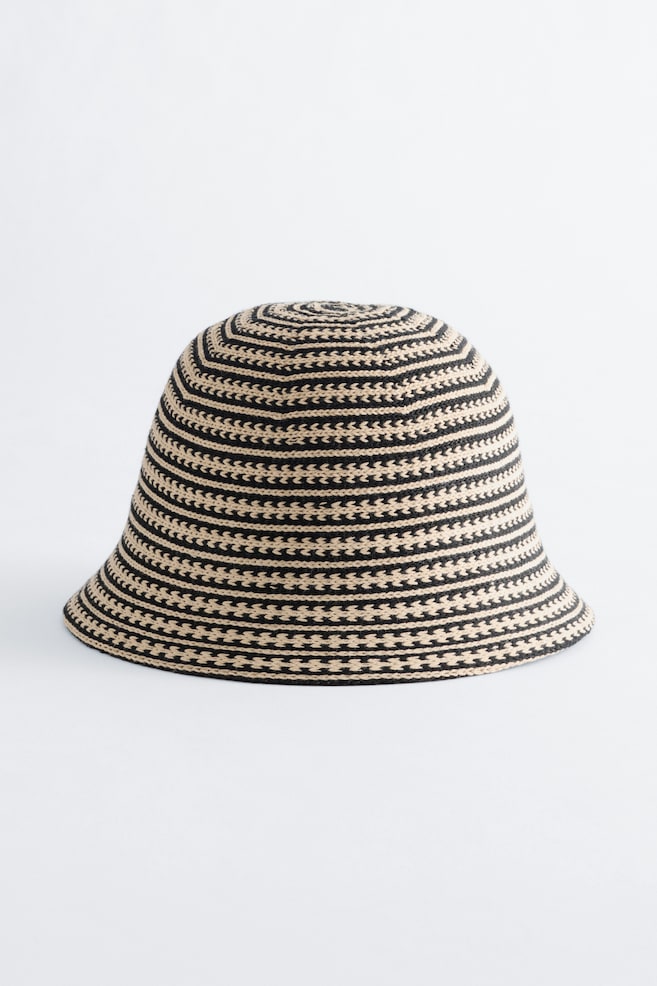 Gorro de pescador de ganchillo - Negro/Arena - 1