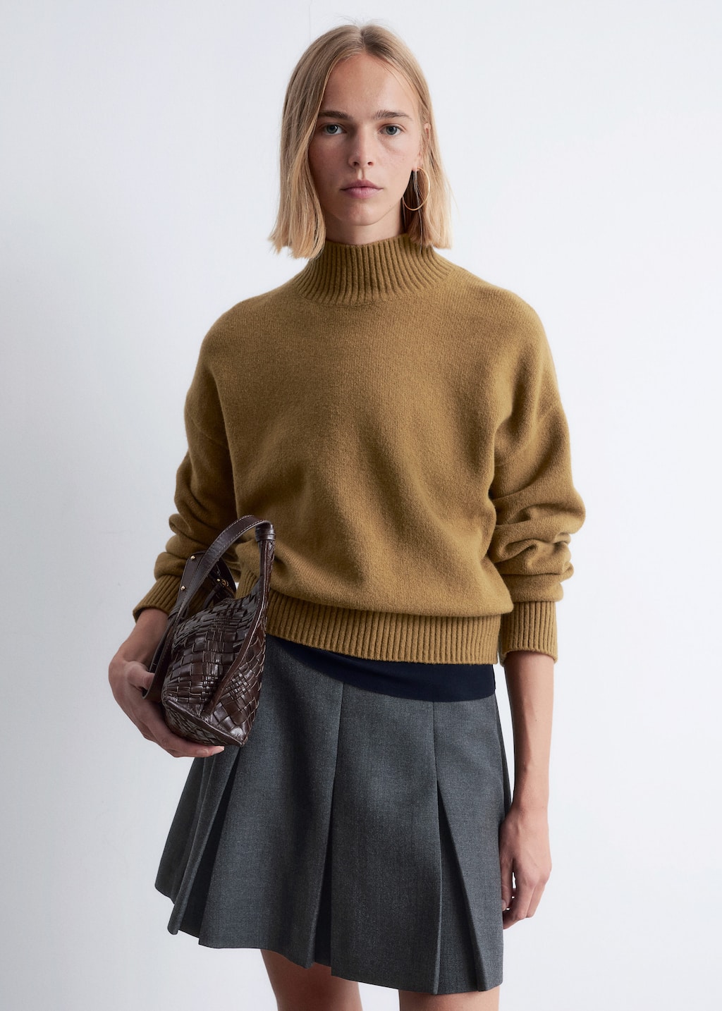 Image of Pleated Wool Mini Skirt